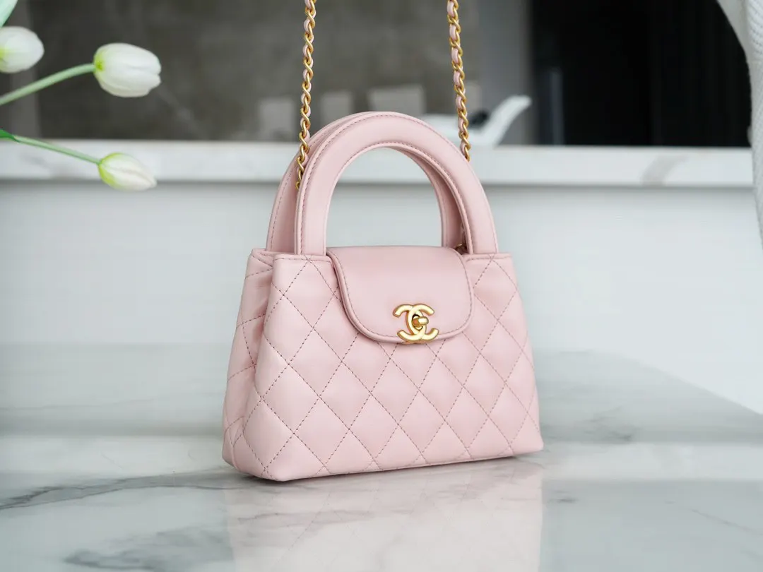 CHANEL 黑色 粉色 羊皮 手提包 通勤手提款
