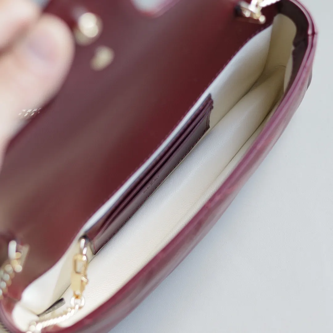 Gucci Marmont 紅色 菱格絎縫 鏈條包