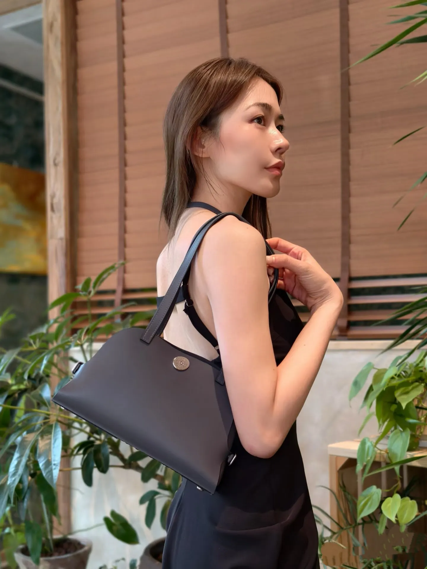 Hermes 黑色 帆布 腋下包 復古腋下背款