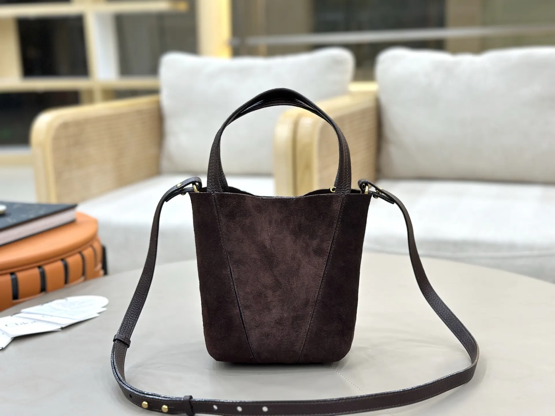 金色 麂皮 Chloe Spin系列麂皮托特包 大容量托特款