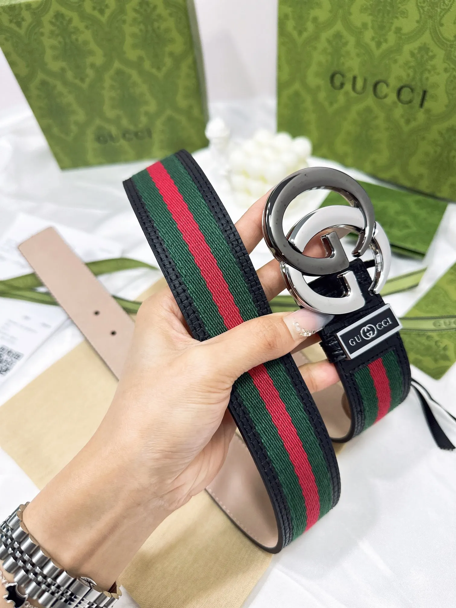 Gucci Double G Buckle Cowhide Double Sided Belt Business And Leisure