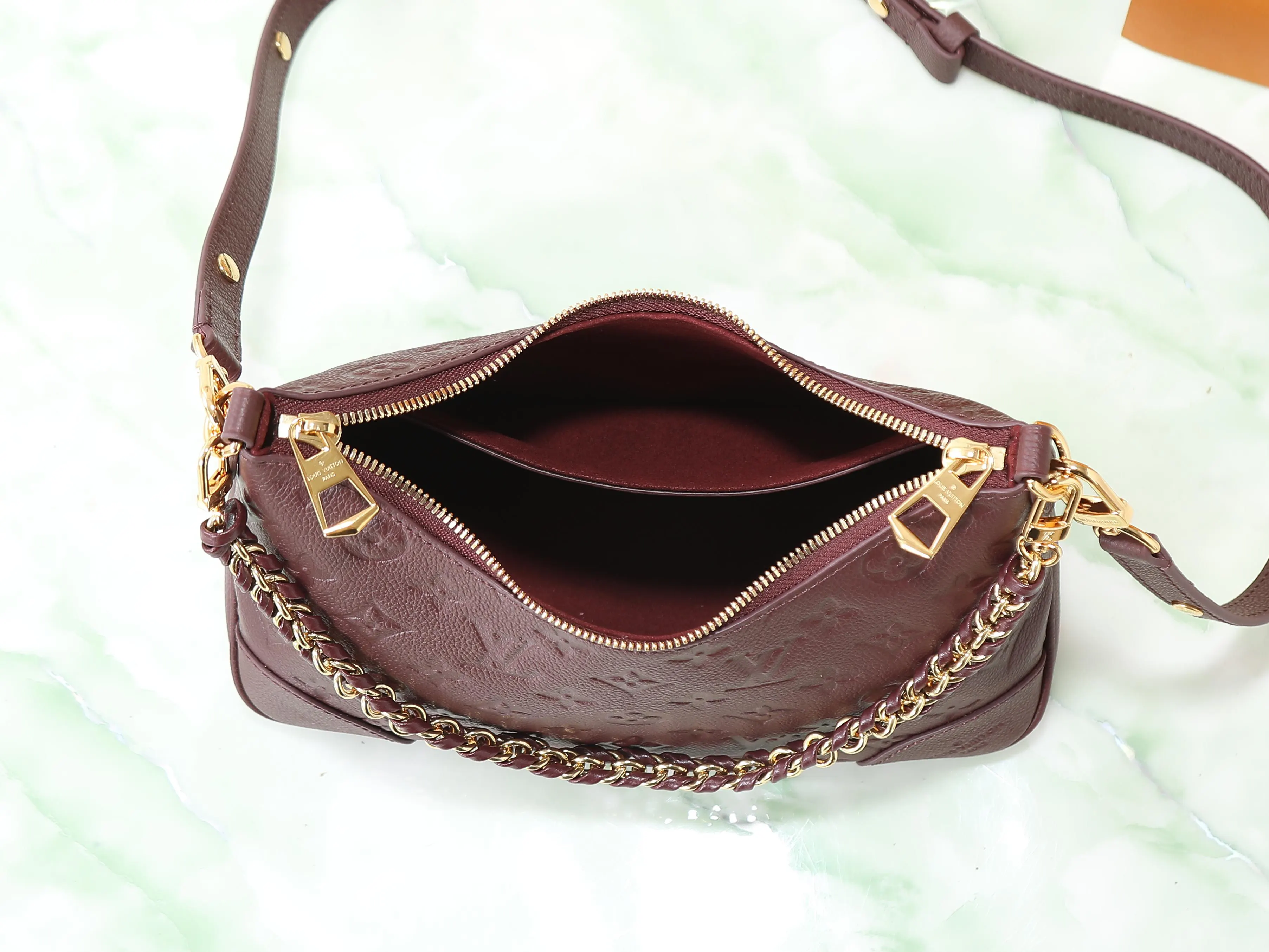 LV Brown Embossed Chain Underarm Bag Image 8