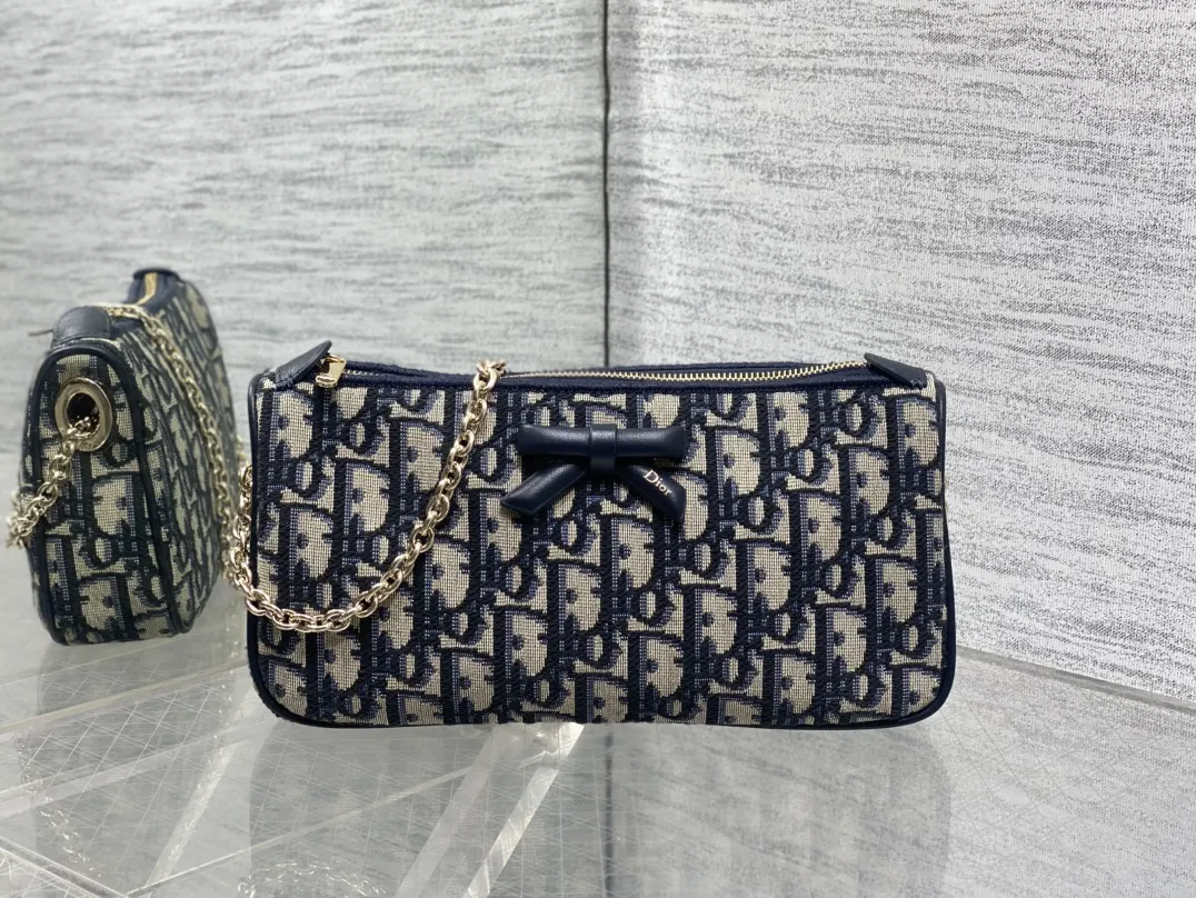 Dior Oblique Black Leather Chain Bag Handheld Messenger