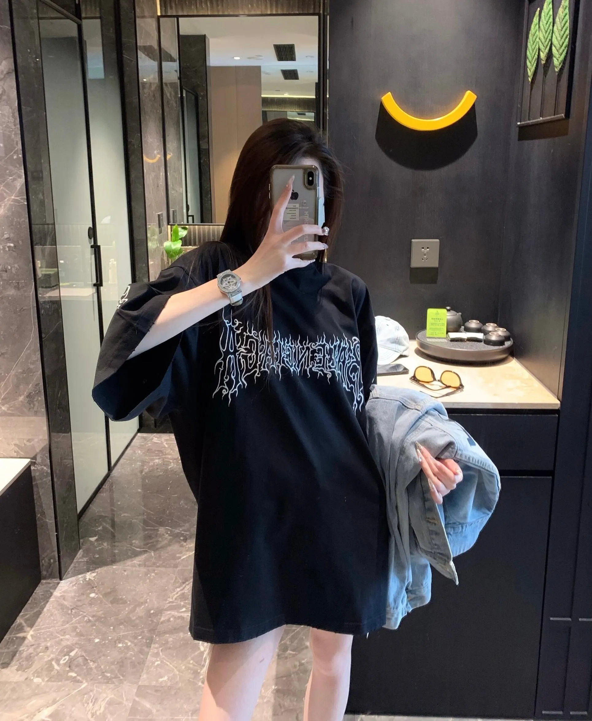 Balenciaga Black Cotton Short Sleeve T-Shirt Loose