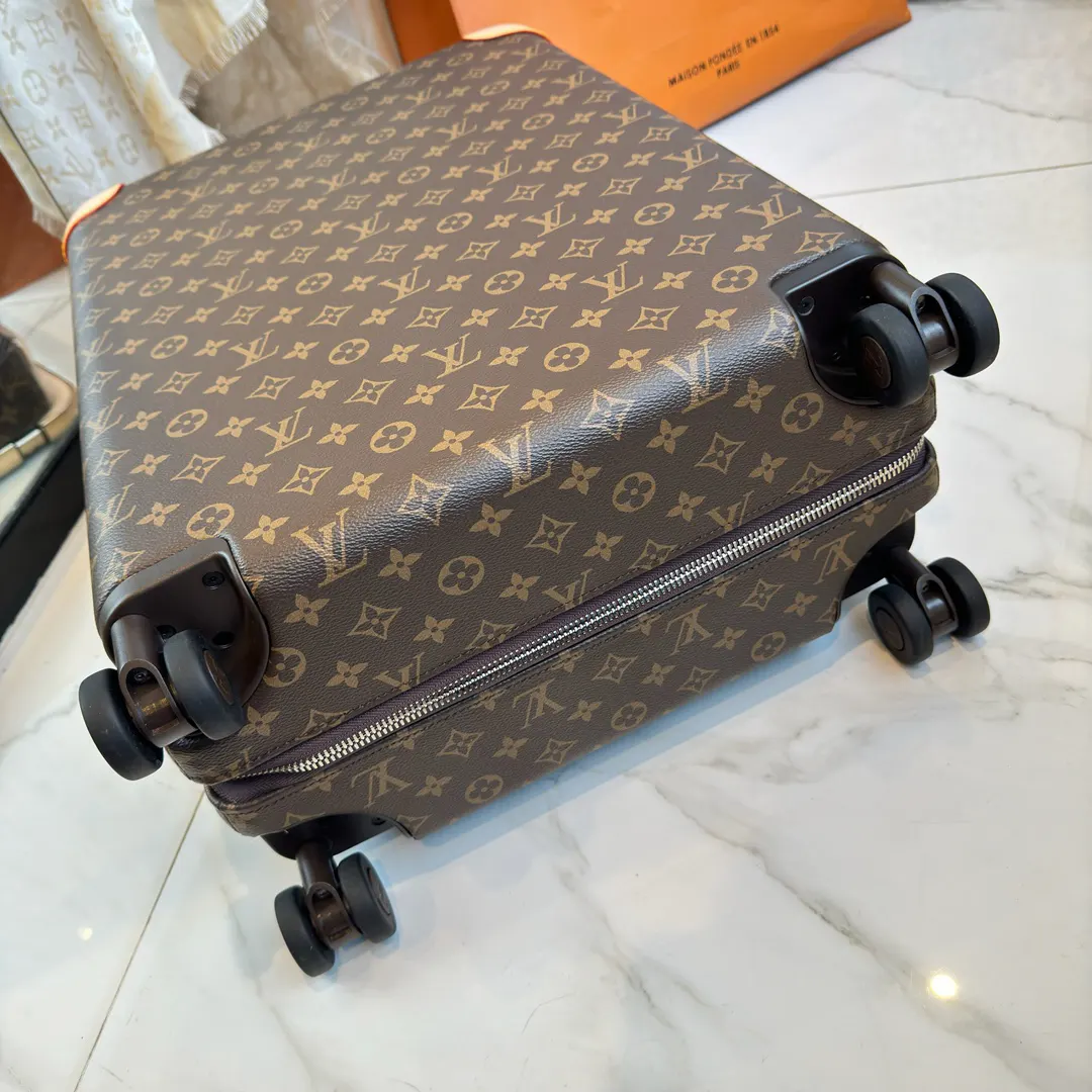LV 棕色 老花 帆布 ｜ 版 登机行李箱 四轮 旅行拉杆款 轻便出行款