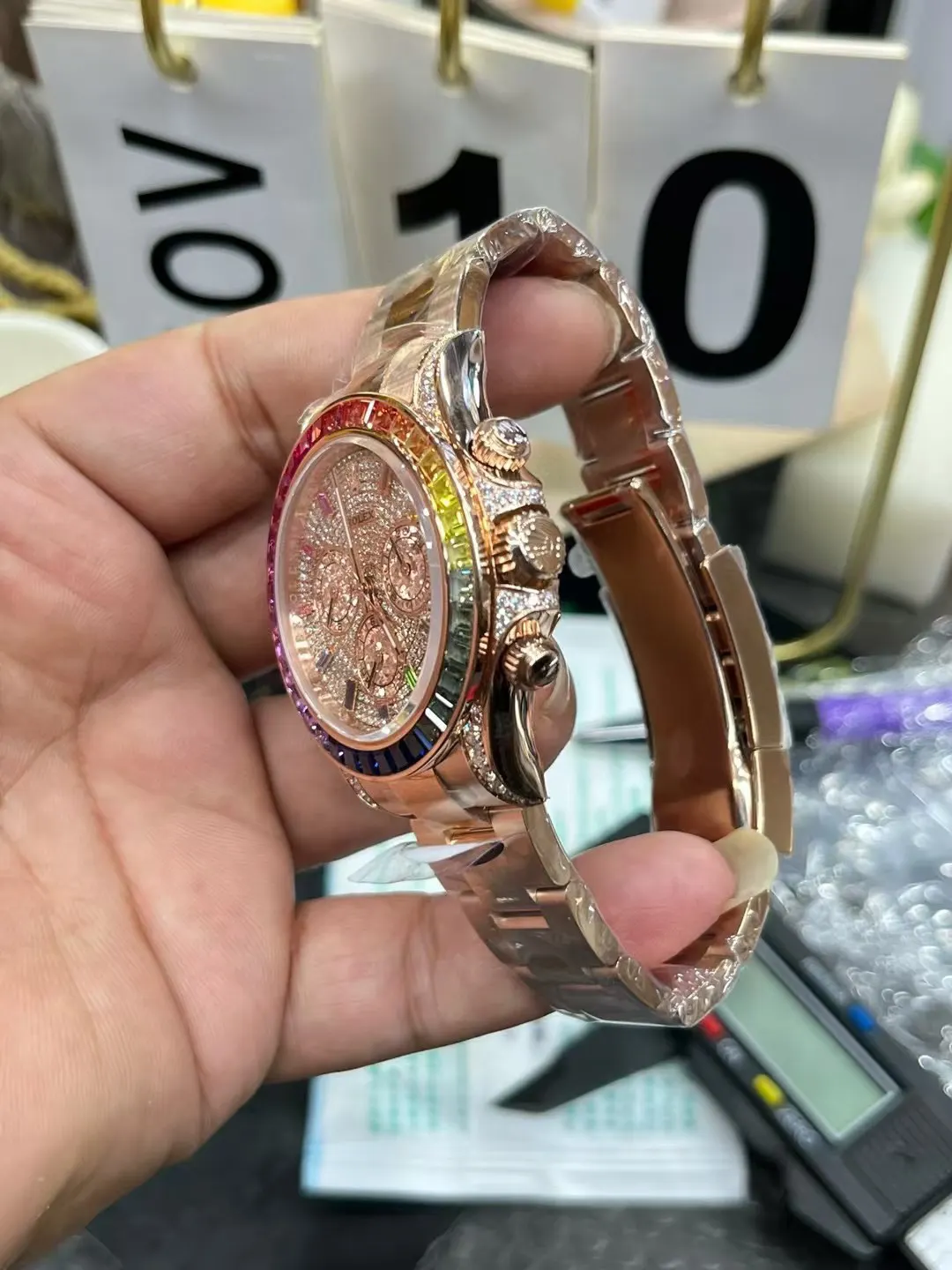 Rolex bt 劳力士迪通拿满钻系列 彩虹迪沙金眼丹东 手錶 經典腕表款