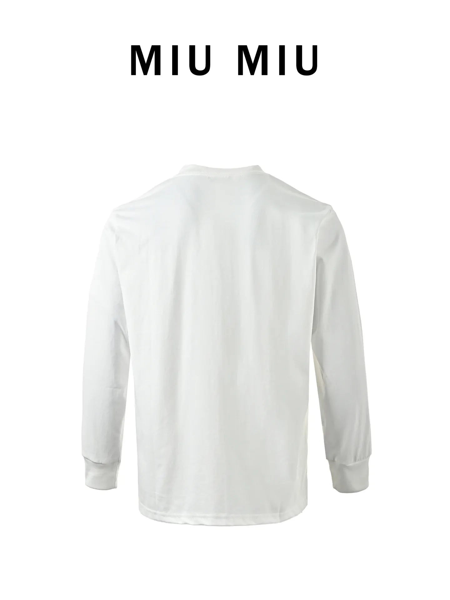 Miu Miu 25SS Embroidery Cotton Long Sleeve T-Shirt Daily Versatile Style Image 2 Miu Miu 25SS Embroidery Cotton Long Sleeve T-Shirt Daily Versatile Style Image 2