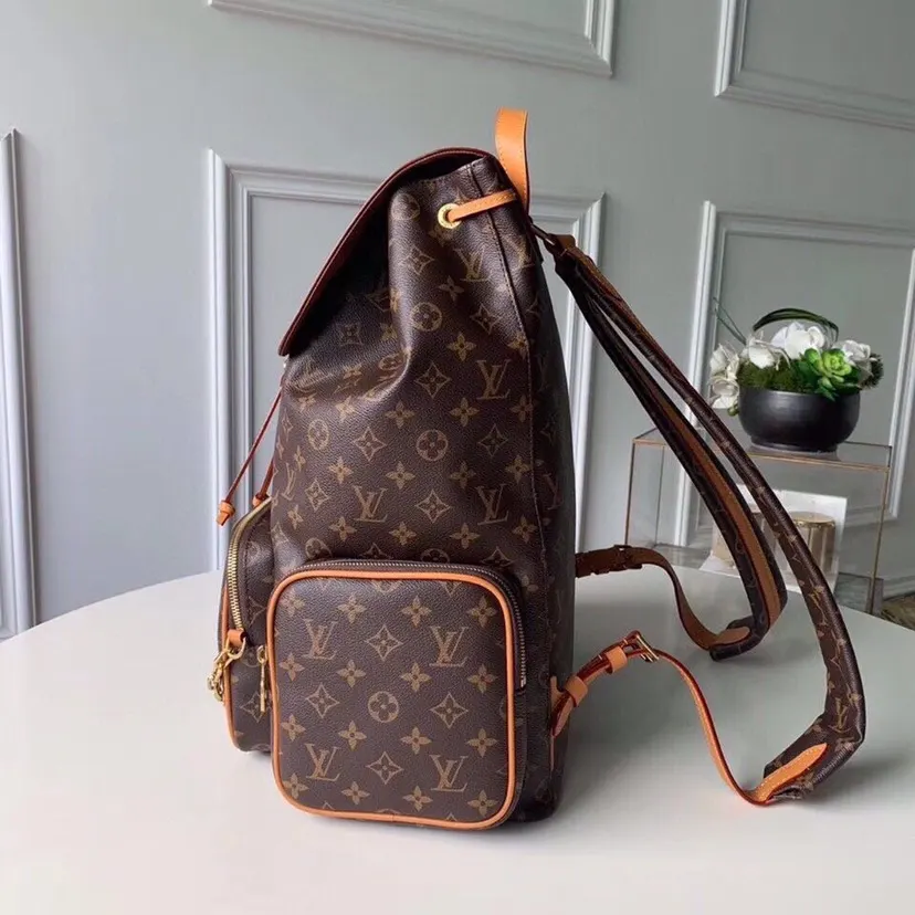 LV 金色 牛皮 雙肩包 实用雙肩款
