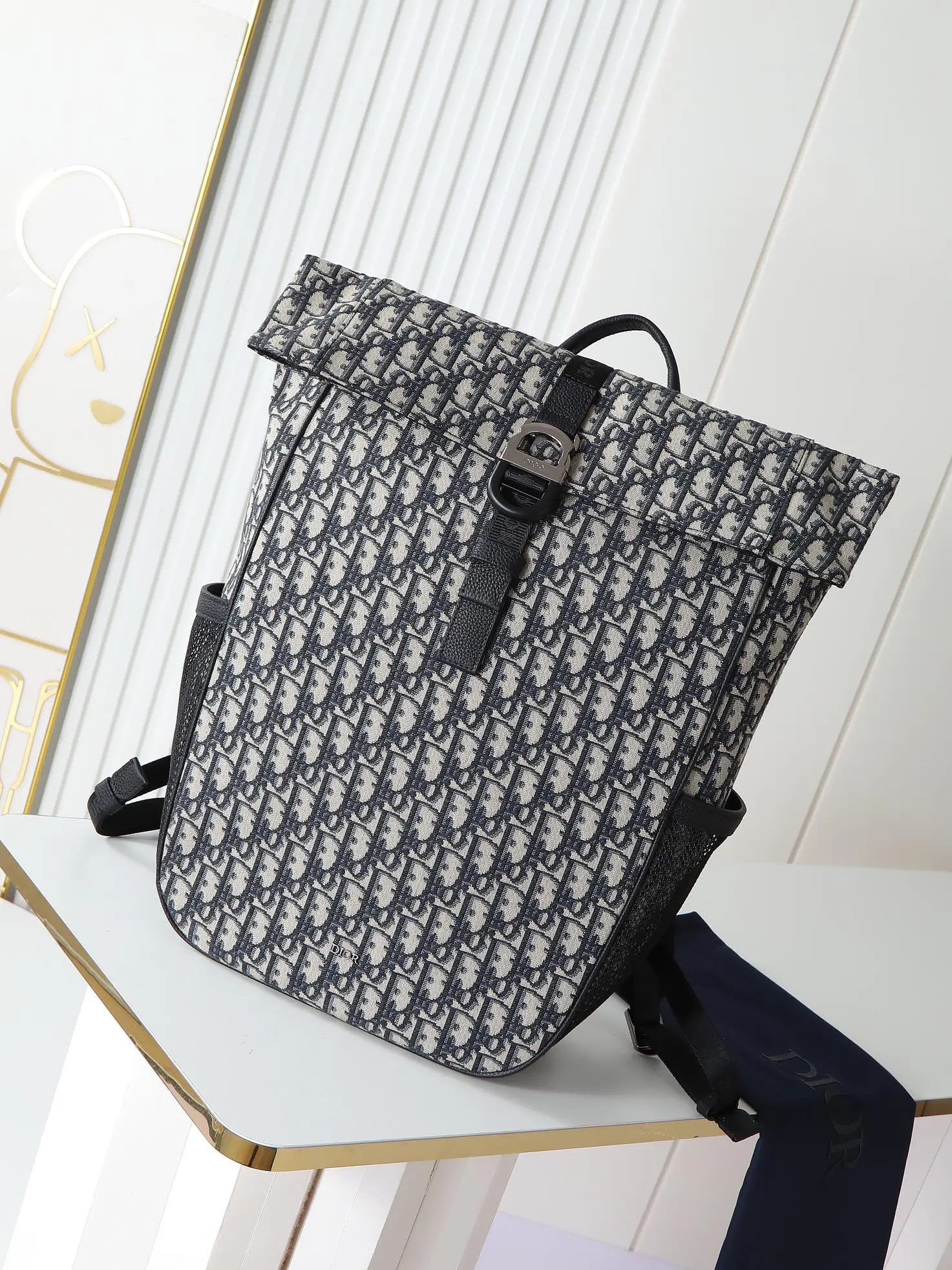 Dior 米色 牛皮 市场 欢迎对比 卷顶双肩 米色 Obli 双肩包 实用双肩款