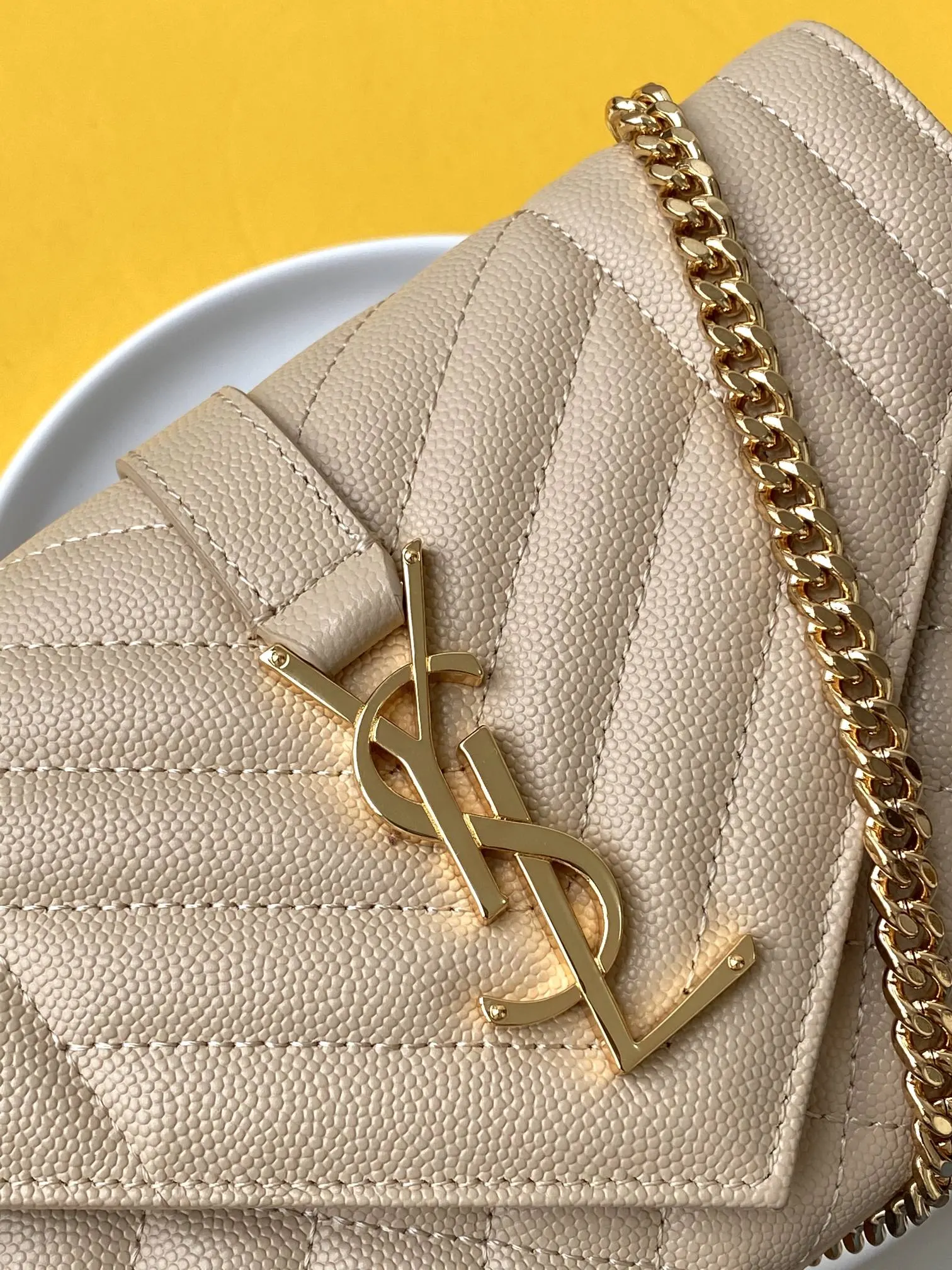 Gold Shoulder Bag Leather