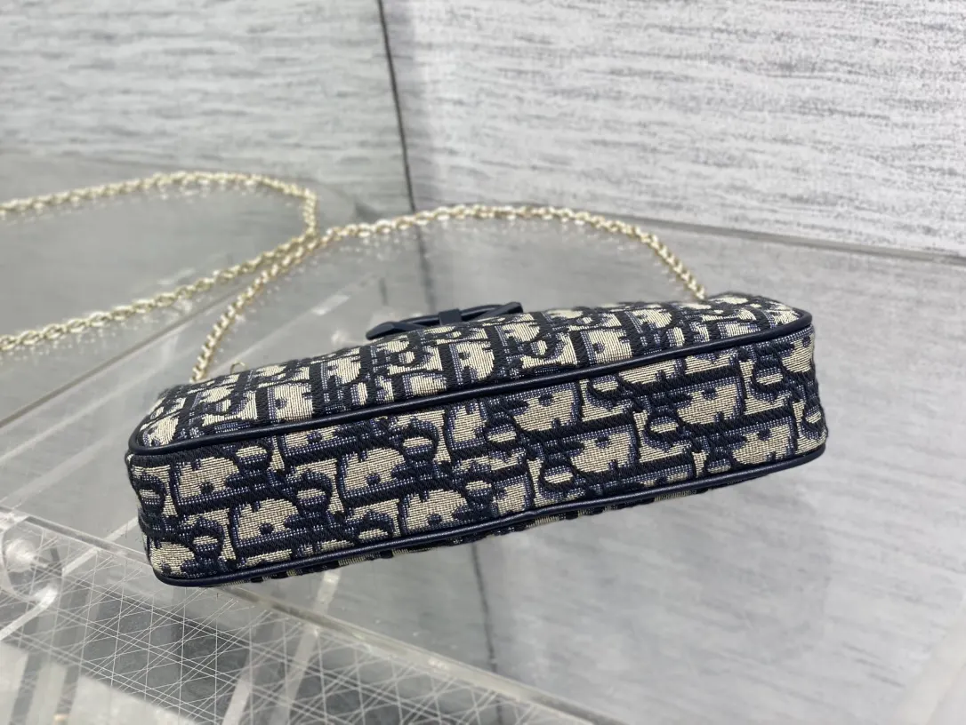 Dior Oblique Black Leather Chain Bag Handheld Messenger