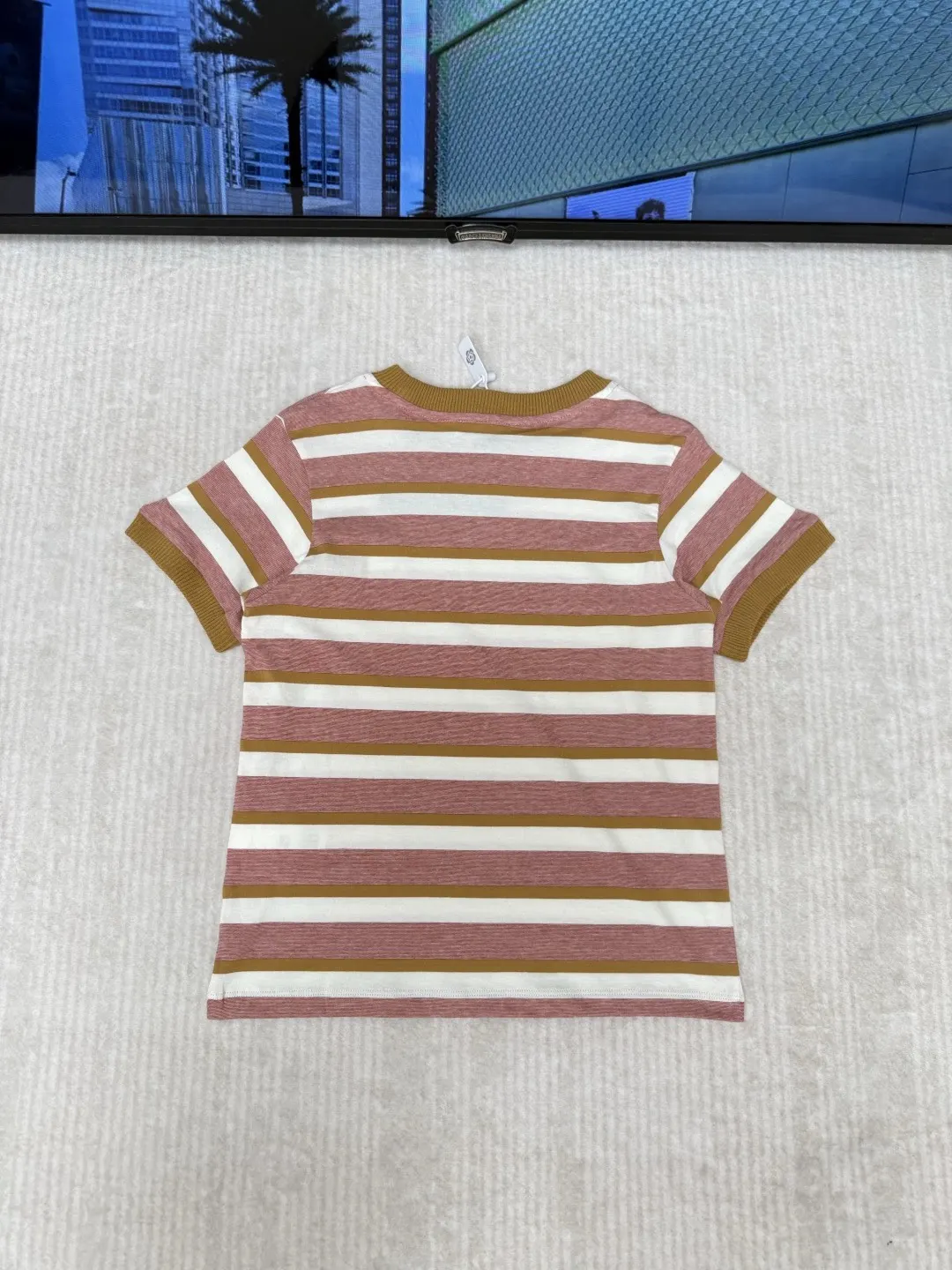 Prada 棉质 Logo 条纹 短袖T恤