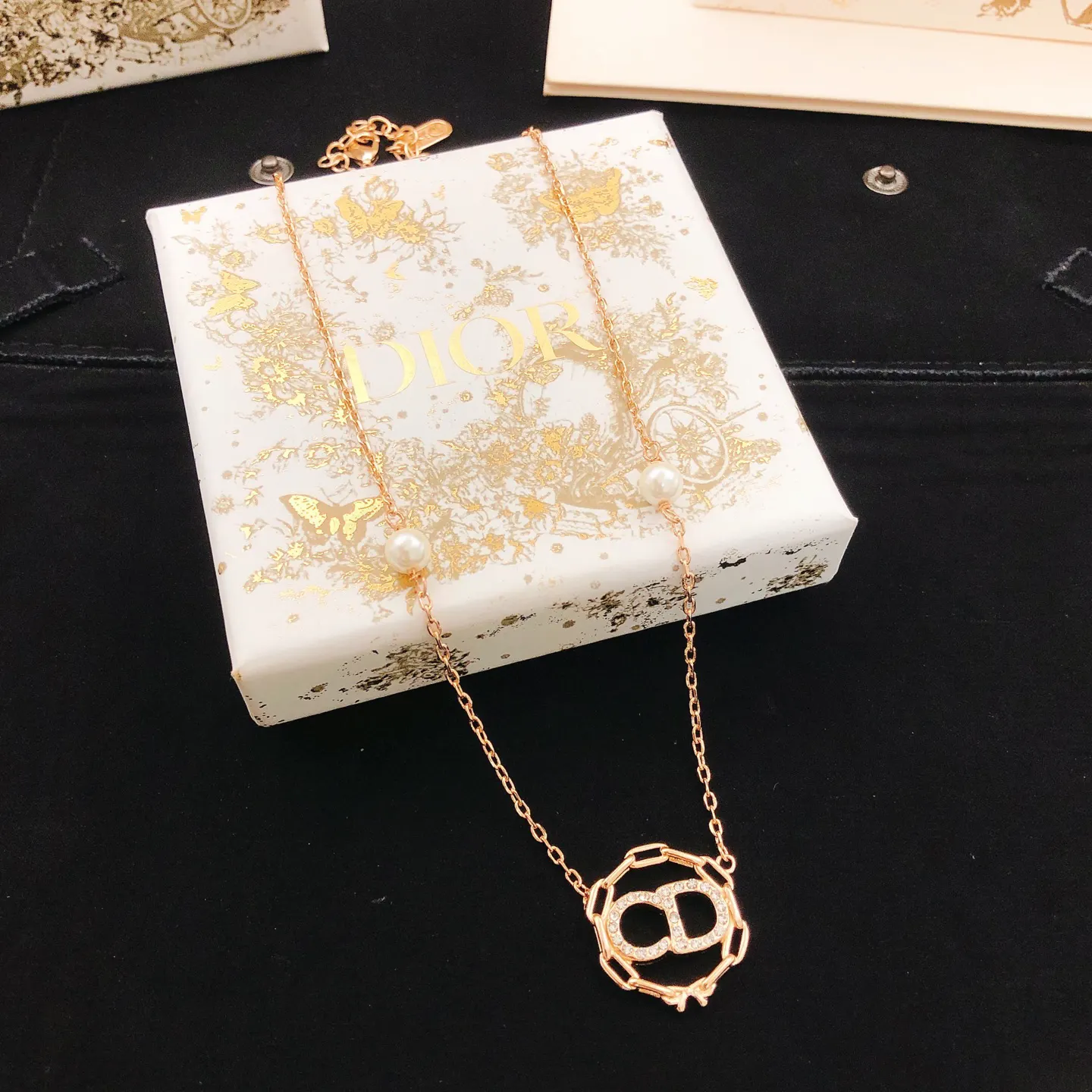 Dior 玫瑰金 金色 圆形 项链 精致锁骨链