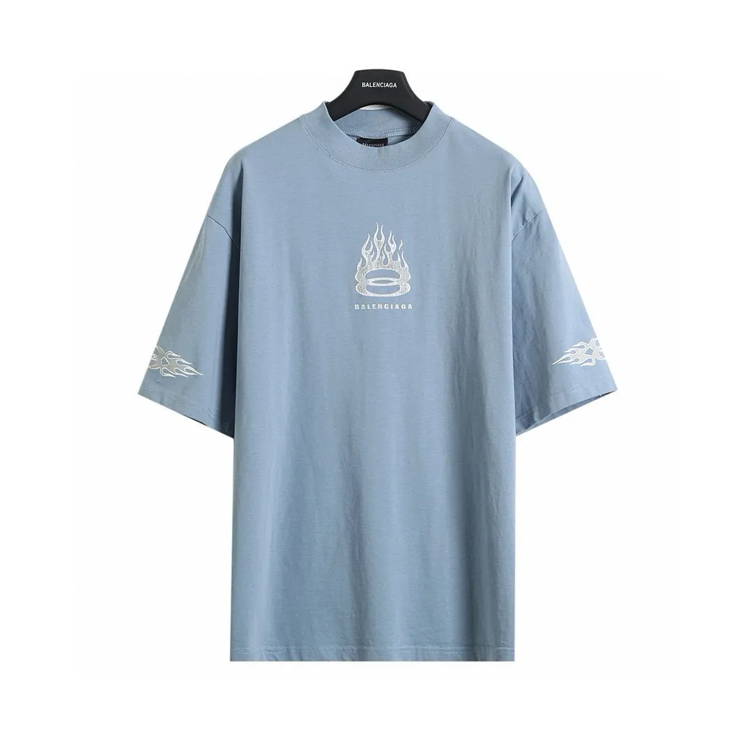 Balenciaga 26Ss Print Washed Short Sleeve T-Shirt Street