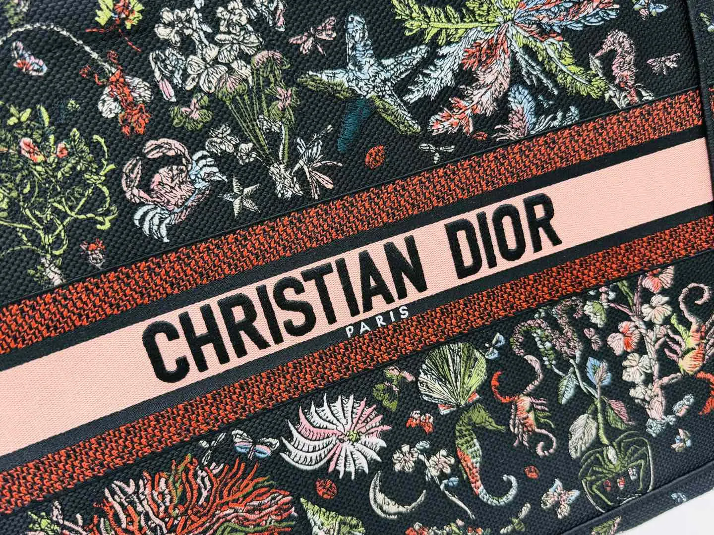 Dior Book Tote 黑色花纹托特包 横版购物袋