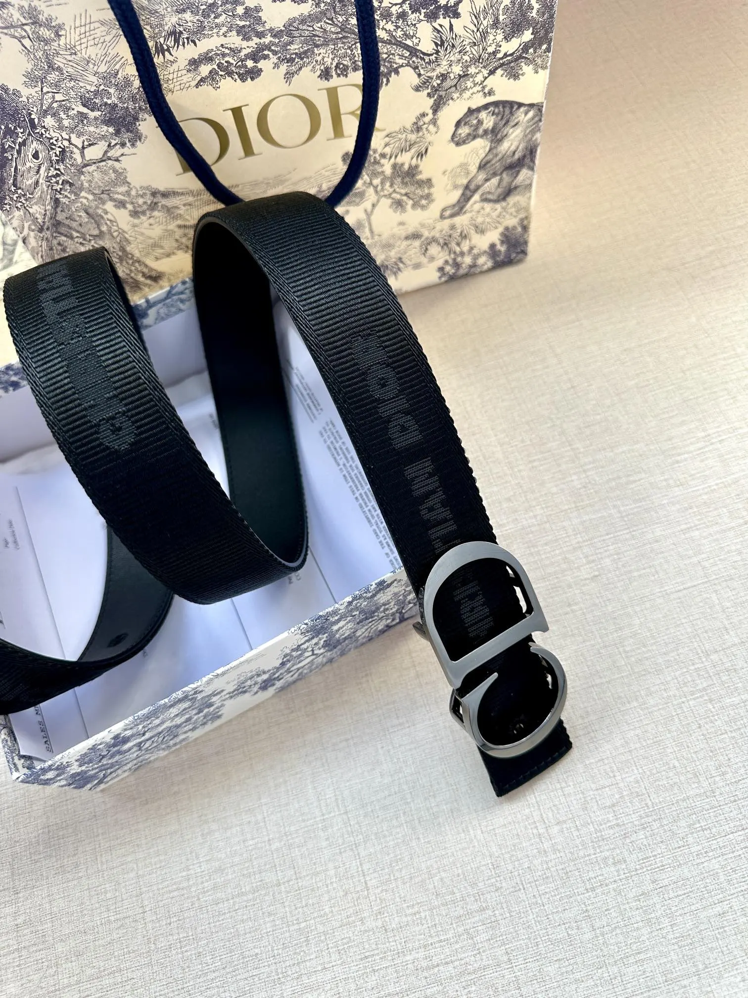 Dior 黑色Oblique腰带 金色CD扣