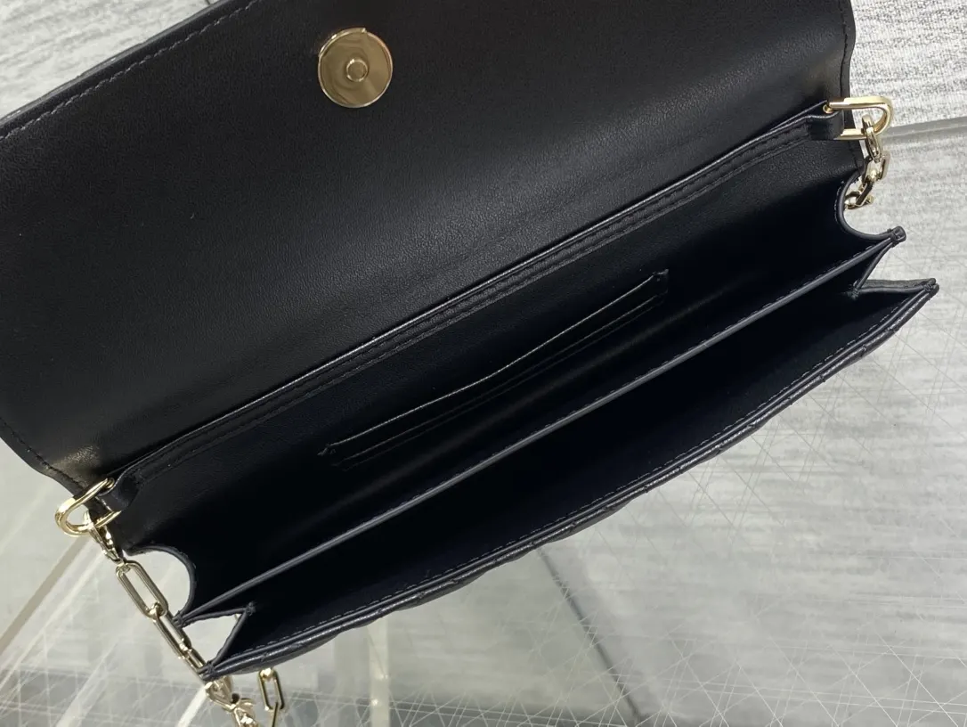 Dior 黑色 羊皮 海外 邮差包女士手提斜挎包My 迷你链 链条包 精致链条款