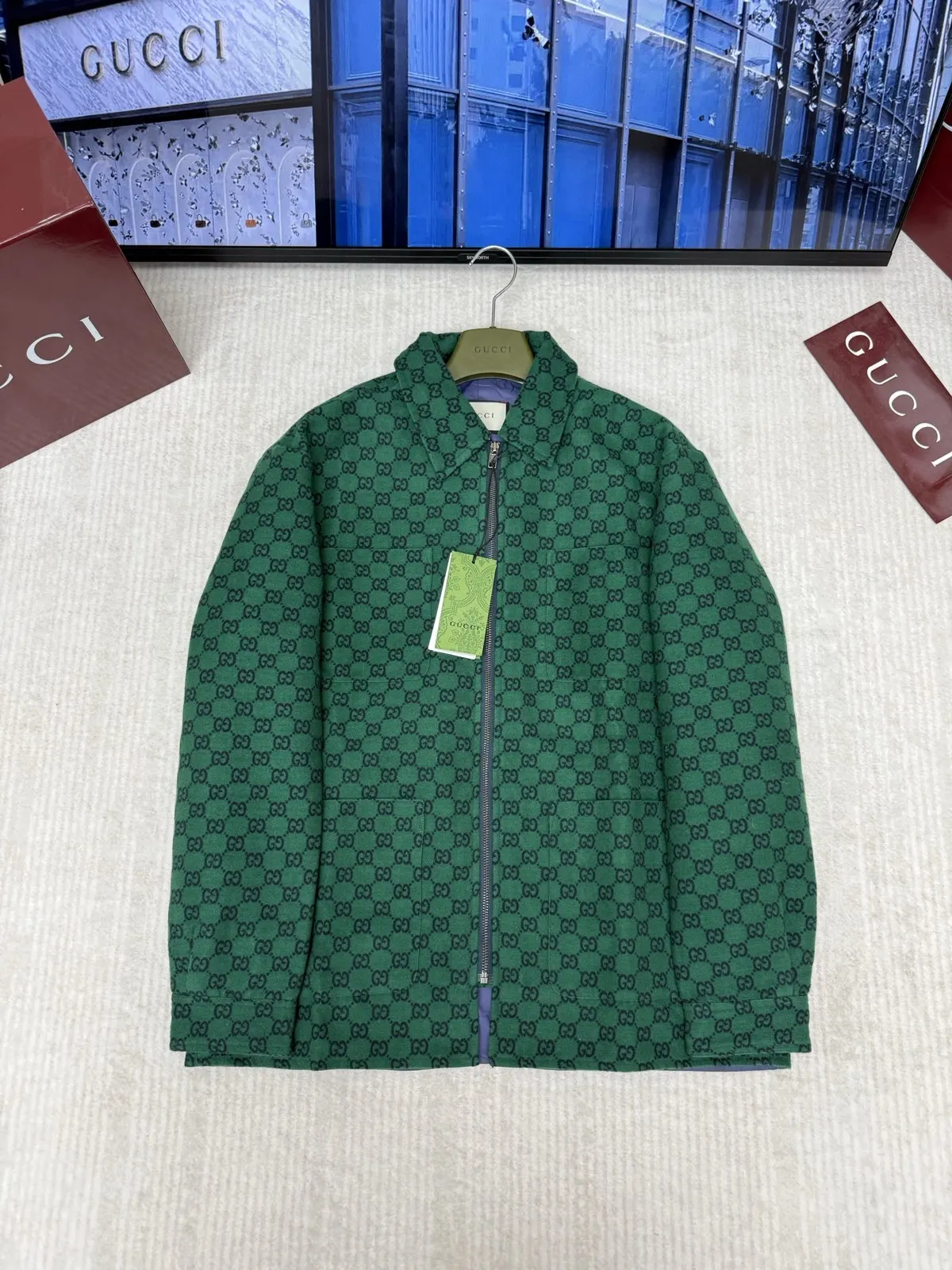Gucci 绿色 Monogram 夹克