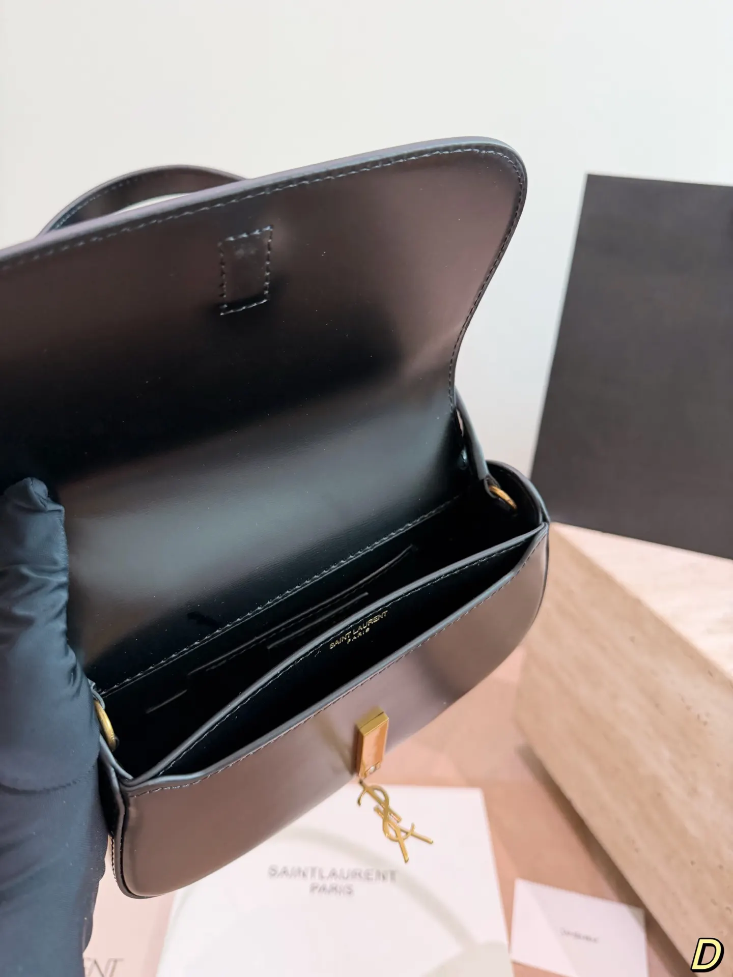 YSL 牛皮 盒 Solferino 细牙签 腋下包 复古腋下背款