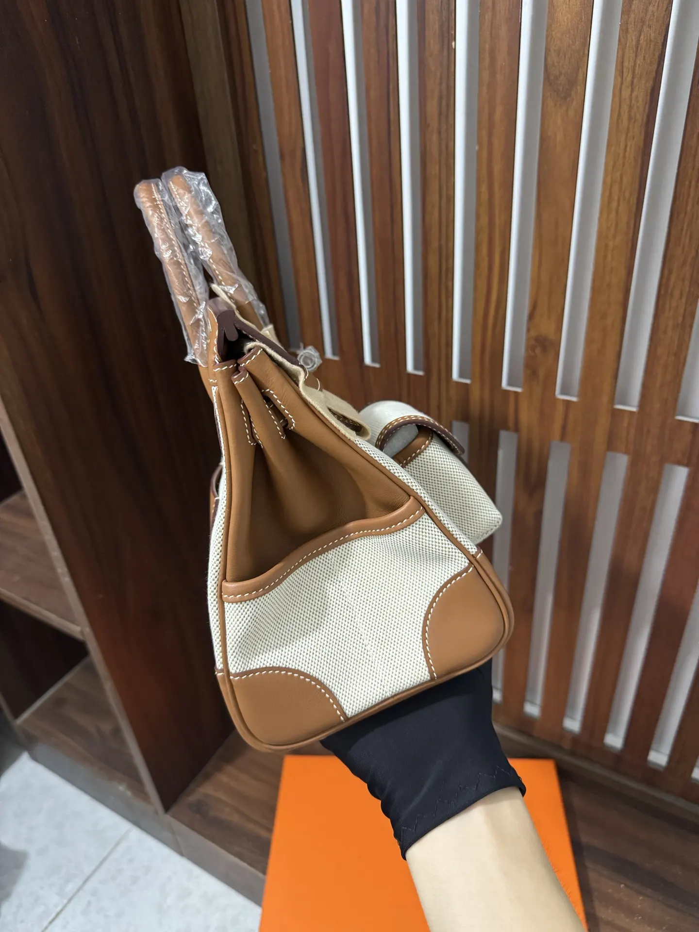 Hermès Birkin 棕色 帆布 手提包