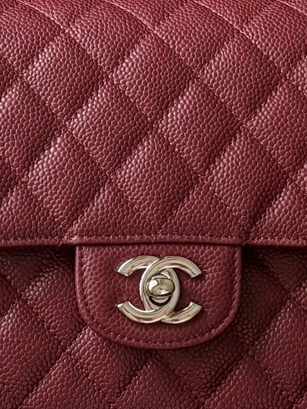 Chanel 小号 红色 皮革 菱格绗缝 链条包