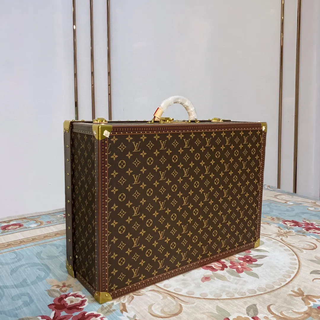LV 金色 帆布 硬箱 纯铜五金 ALZER 硬箱 著名的Alz 行李箱 旅行拉杆款 轻便出行款