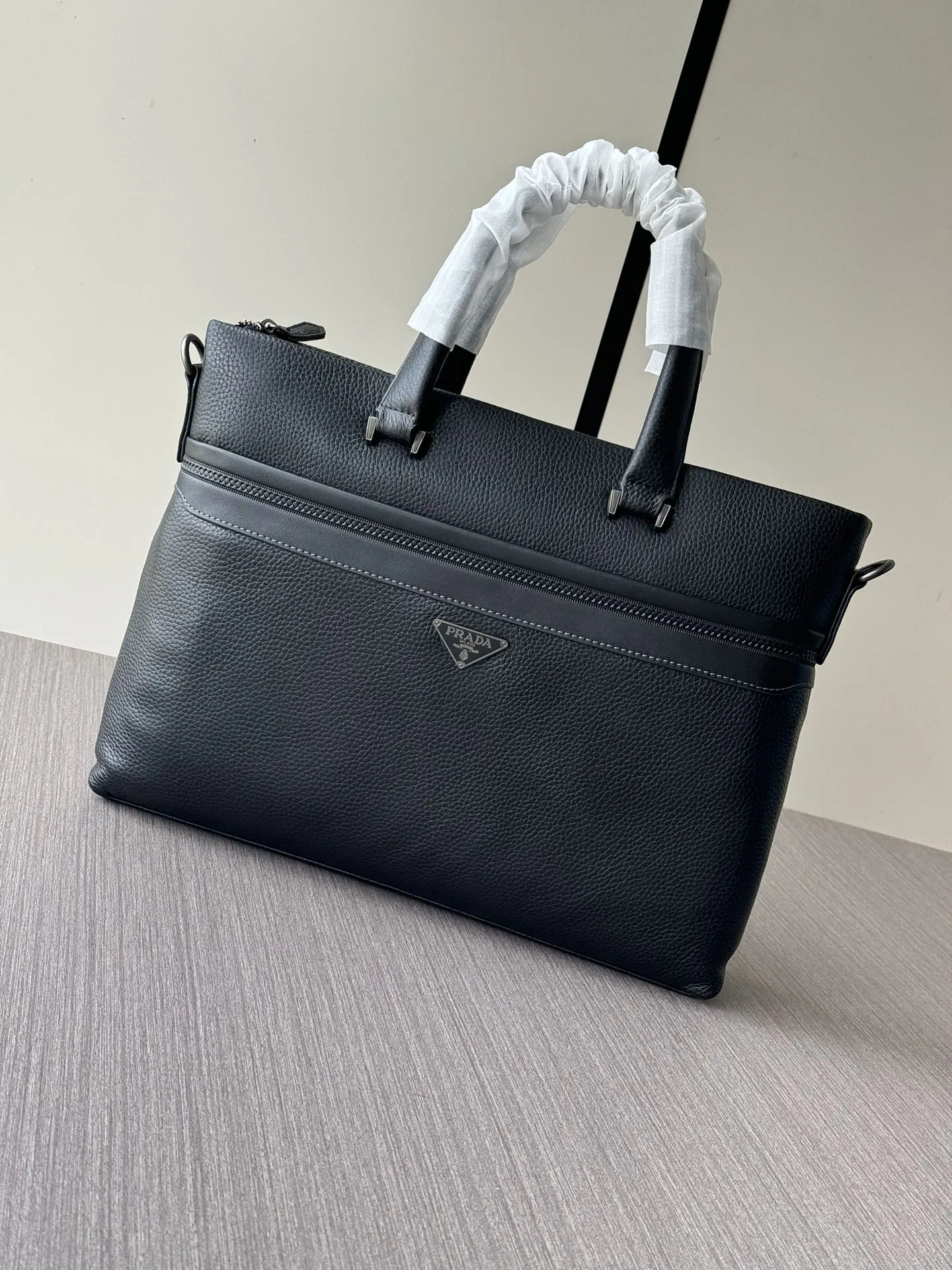 Prada Black Briefcase Business Commuter Leather
