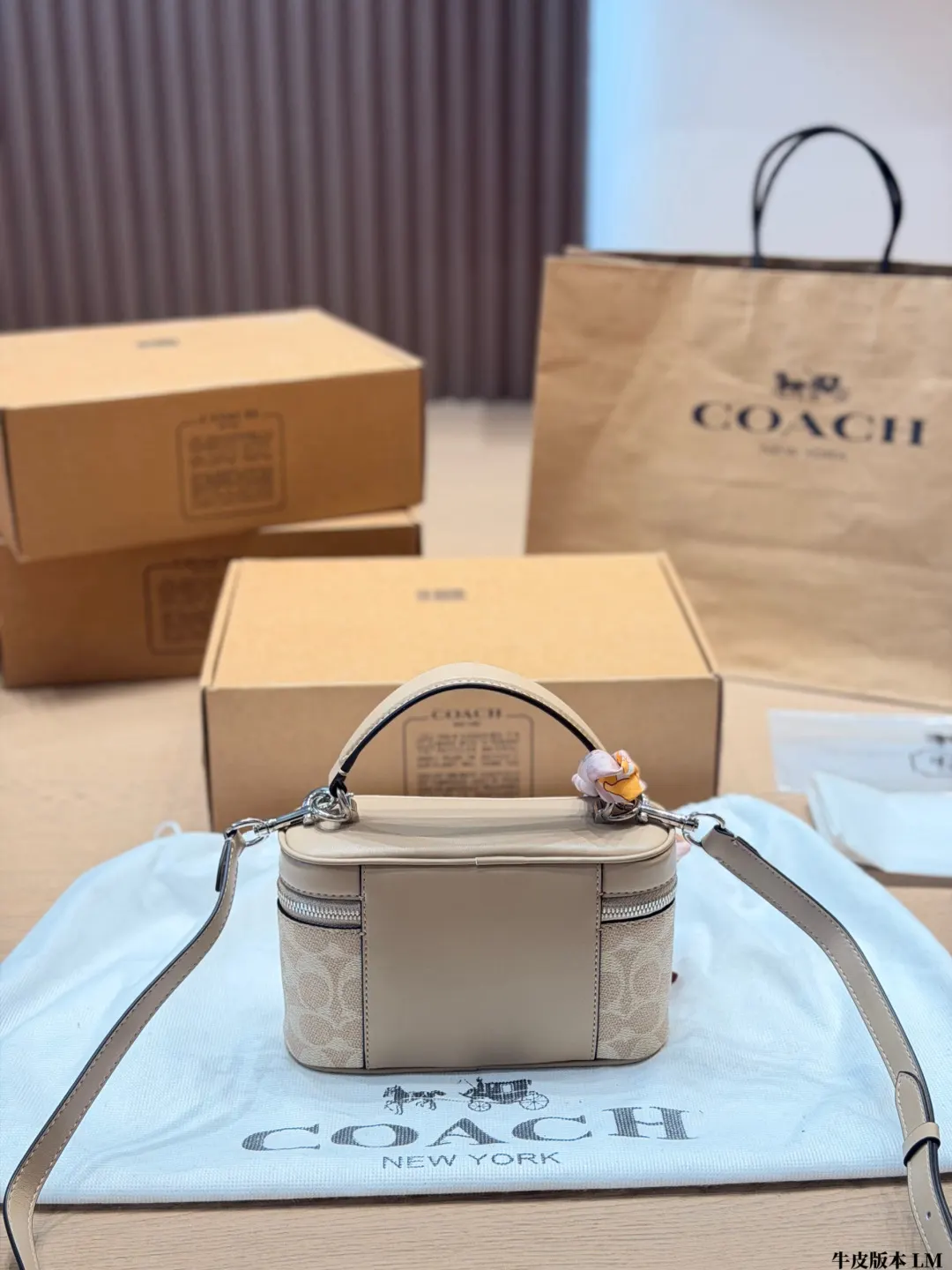 Coach 棕色 老花 牛皮 鏈條包 精致鏈條款