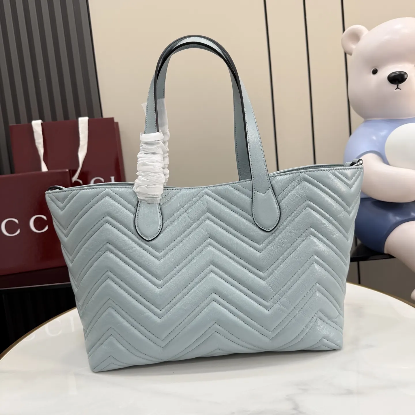 Blue Tote Bag Leather