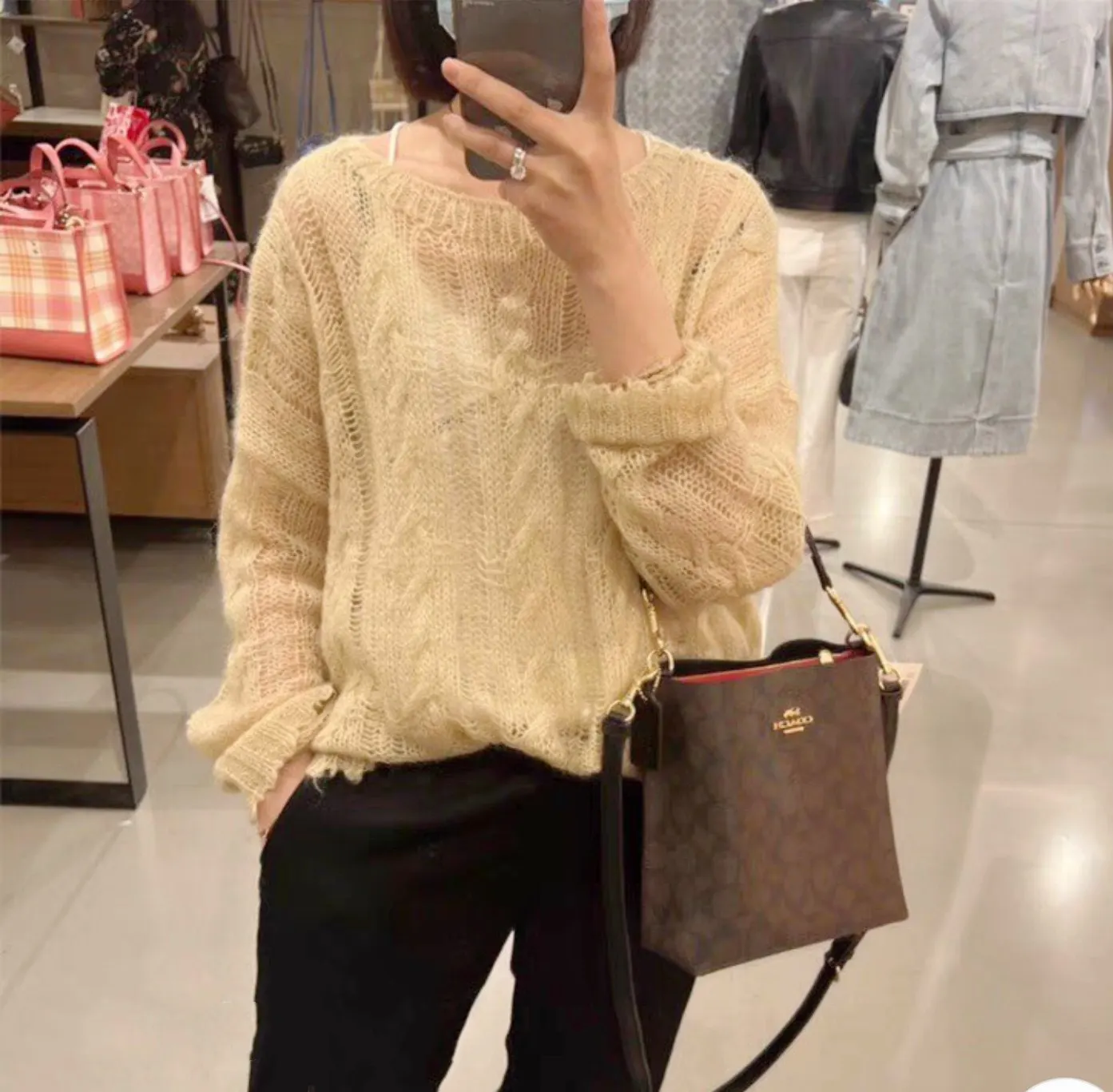 Coach 老花 牛皮 水桶包 休閒水桶款