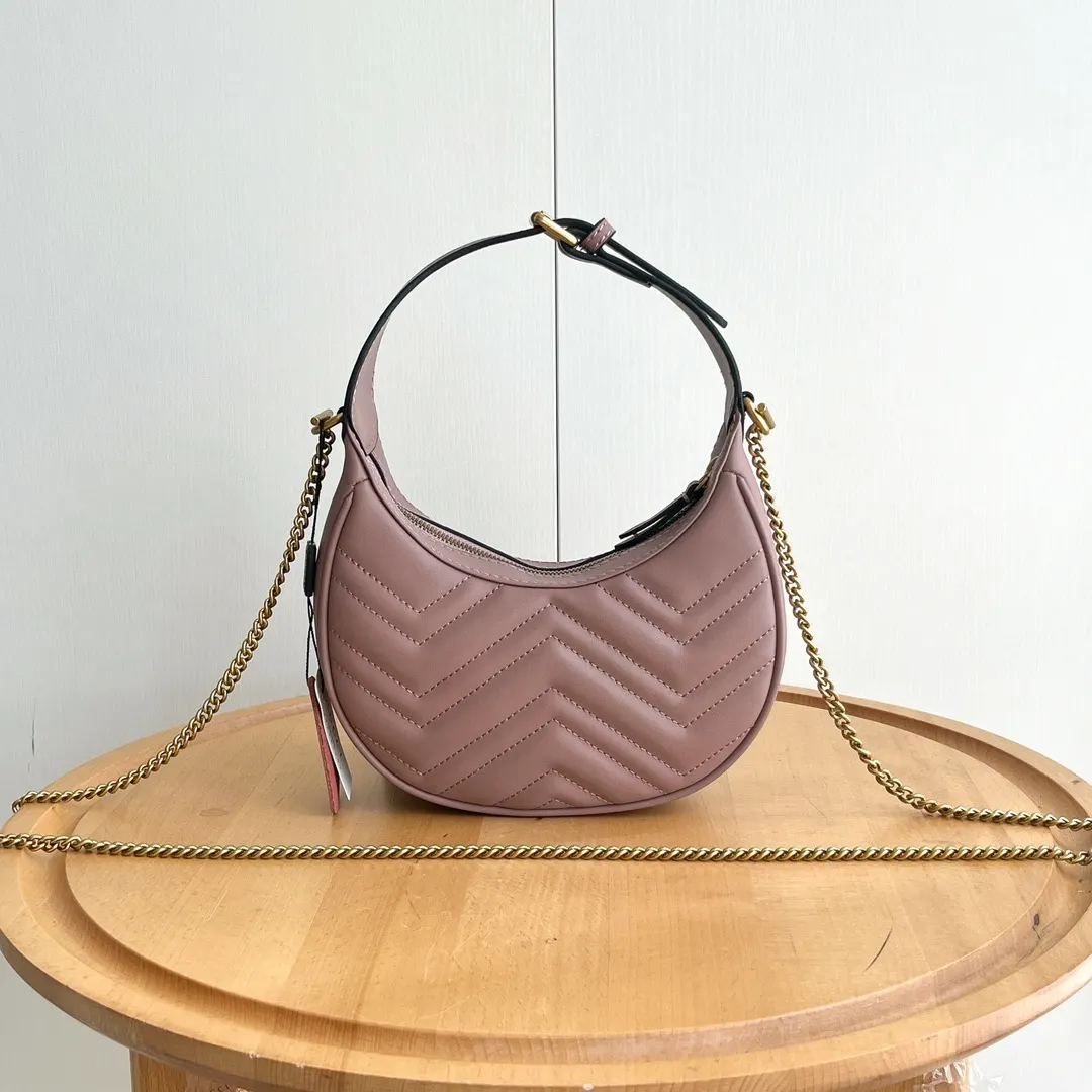 Gucci Marmont 粉色 菱格絎縫 腋下包
