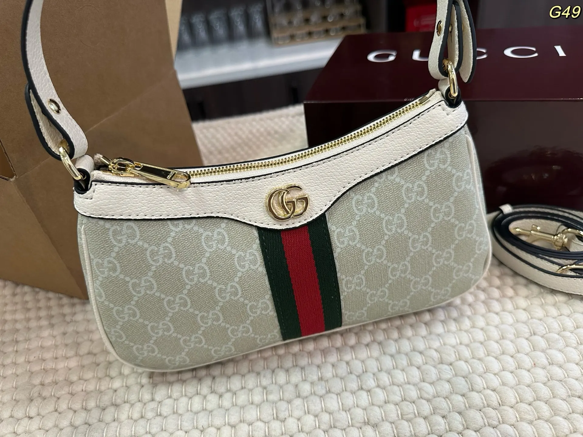 Gucci Monogram Hobo Shoulder Bag Vintage