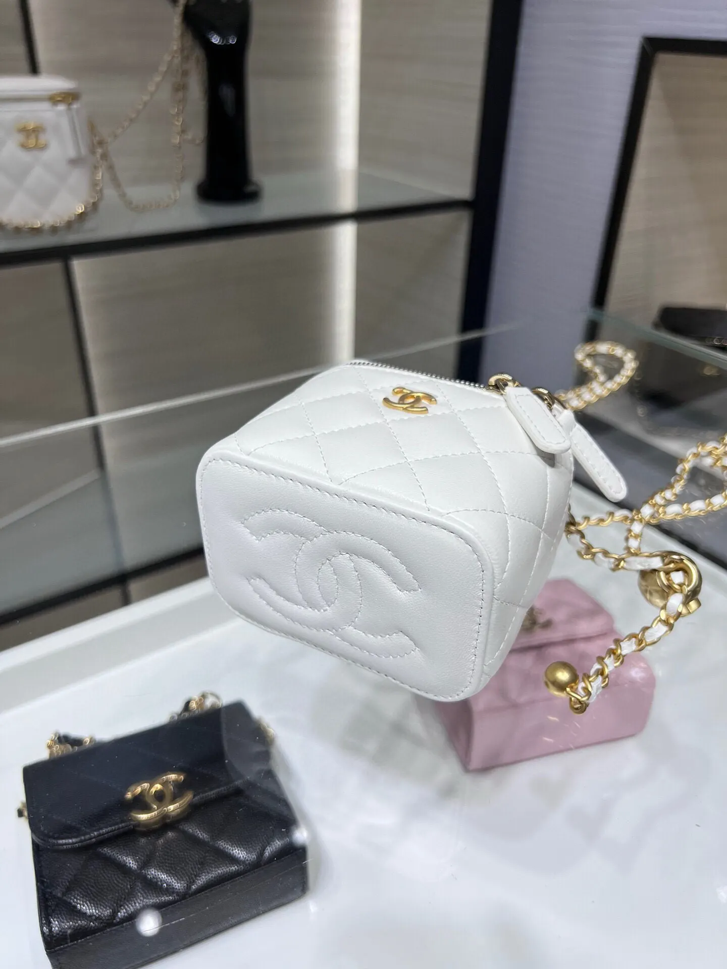 羊皮 Ohanel 新色小 可调节链条小金球 链条包 精致链条款