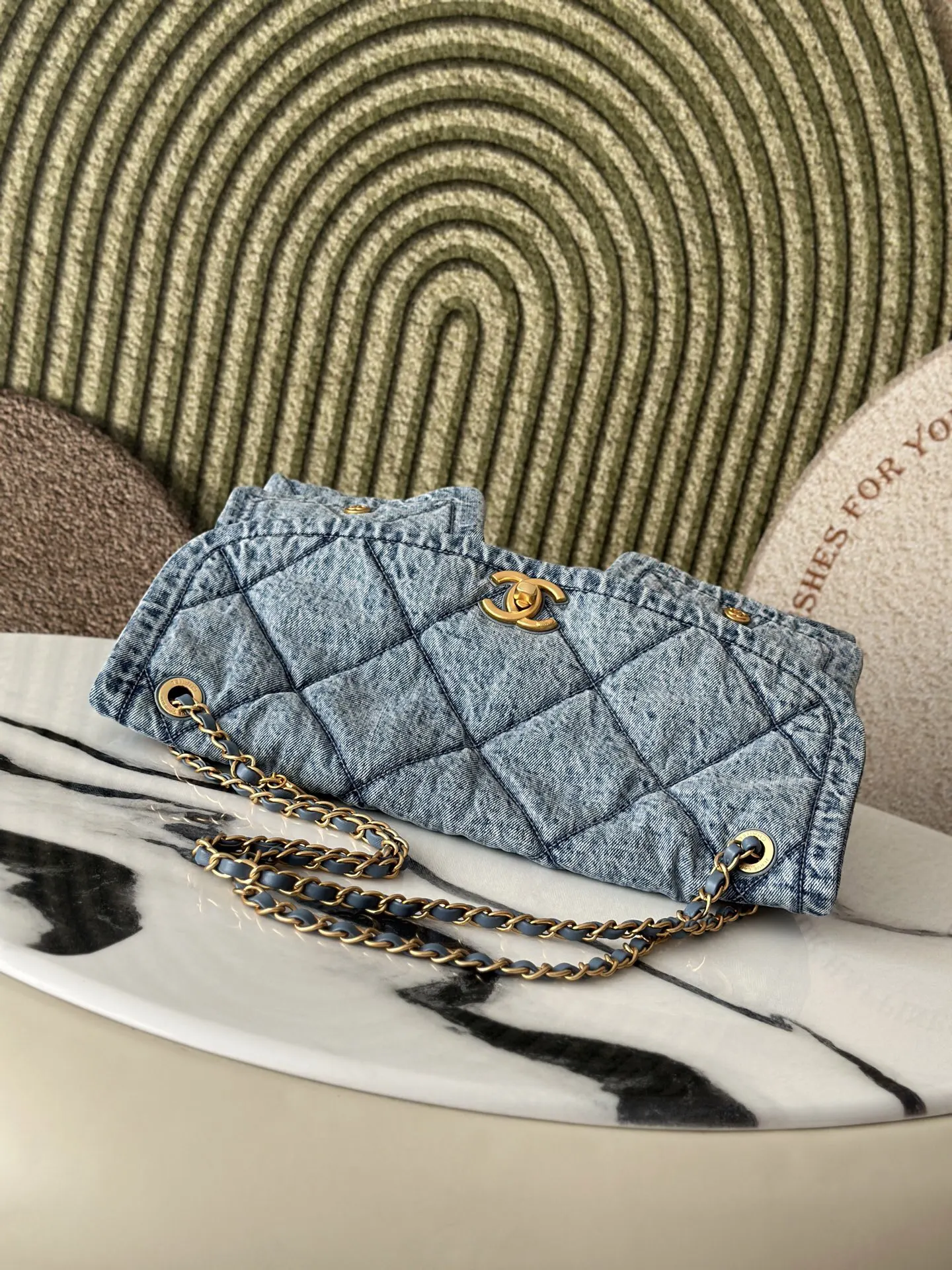 CHANEL 金色 牛仔 鏈條包 精致鏈條款