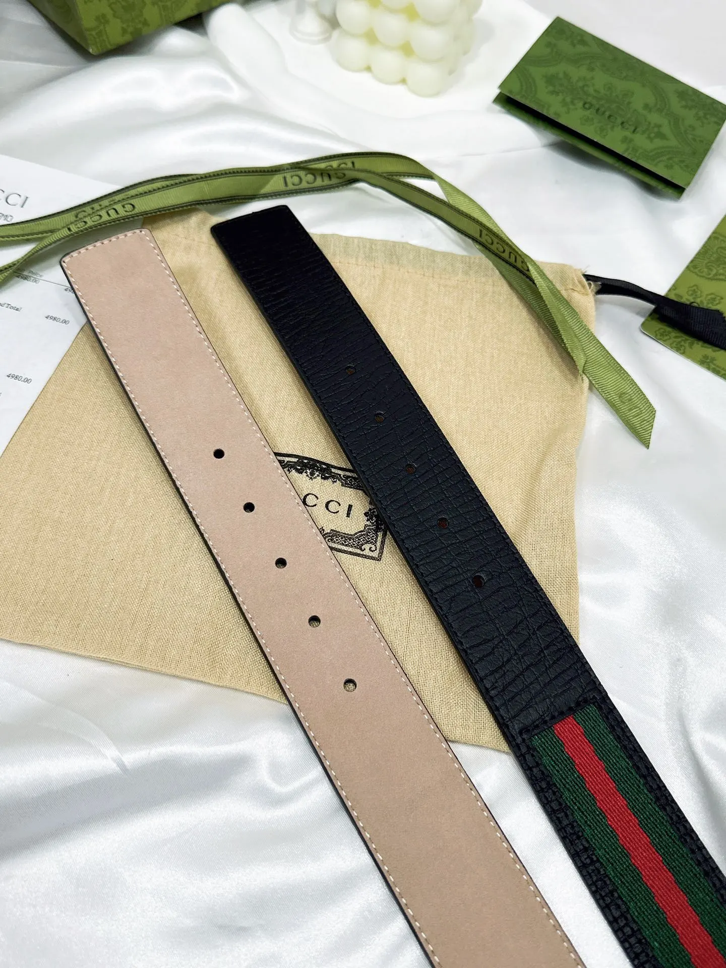 Gucci Double G Buckle Cowhide Double Sided Belt Business And Leisure