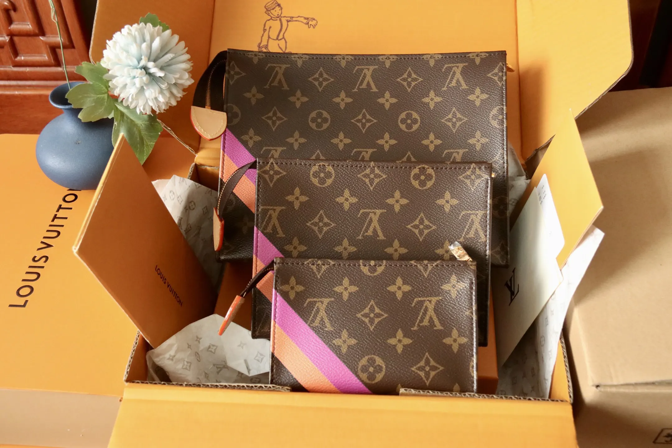 Louis Vuitton Trio 老花化妆包 实拍款01