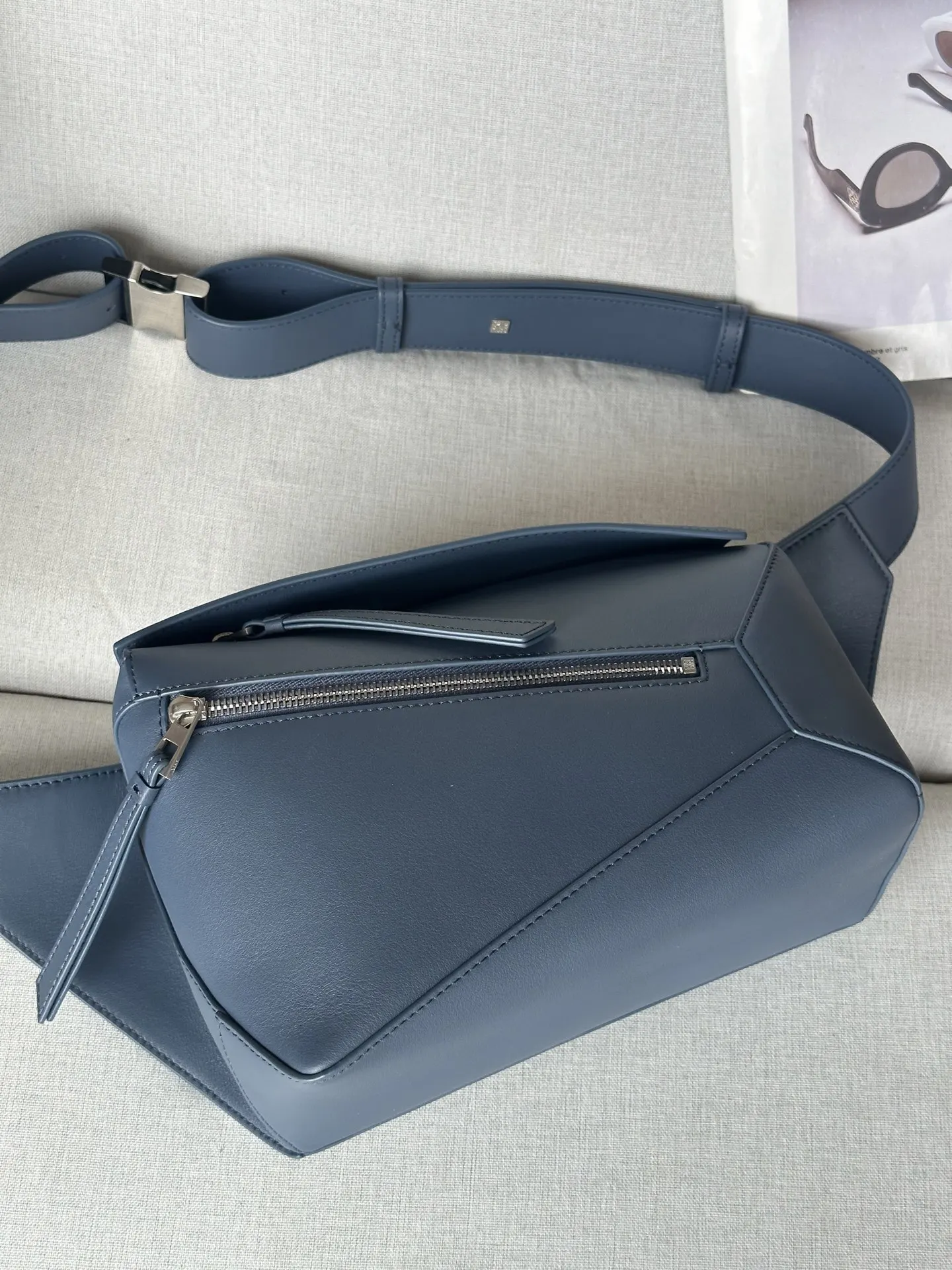 Blue Belt Bag Casual Leather