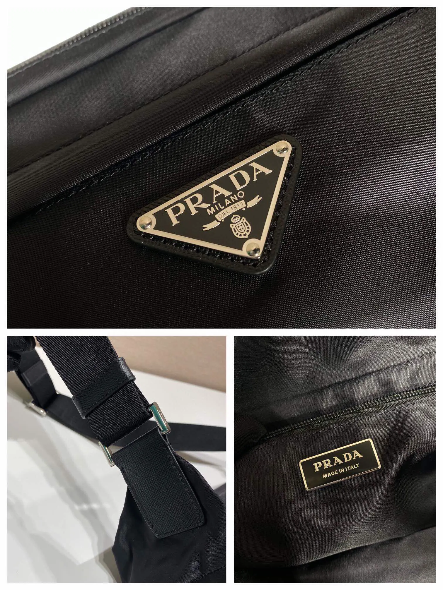 PRADA 2VH991A Re-Nylon尼龙 Saffiano十字纹牛皮 三角标 邮差包 通勤百搭款