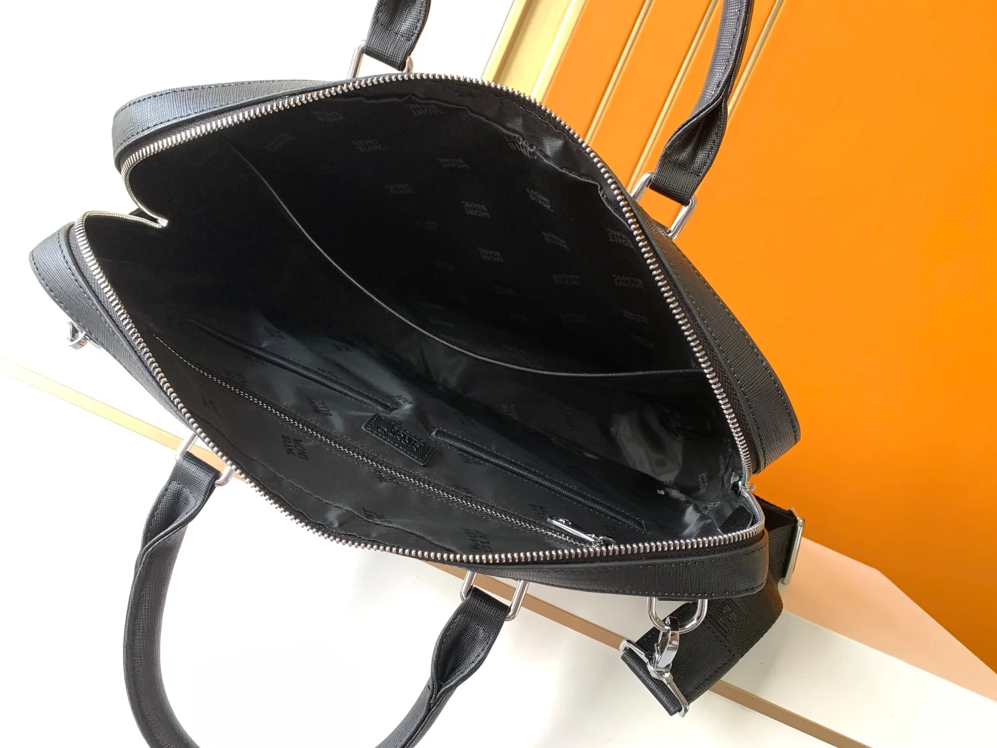 Black Briefcase Business Commuter Leather Image 5 Black Briefcase Business Commuter Leather Image 5