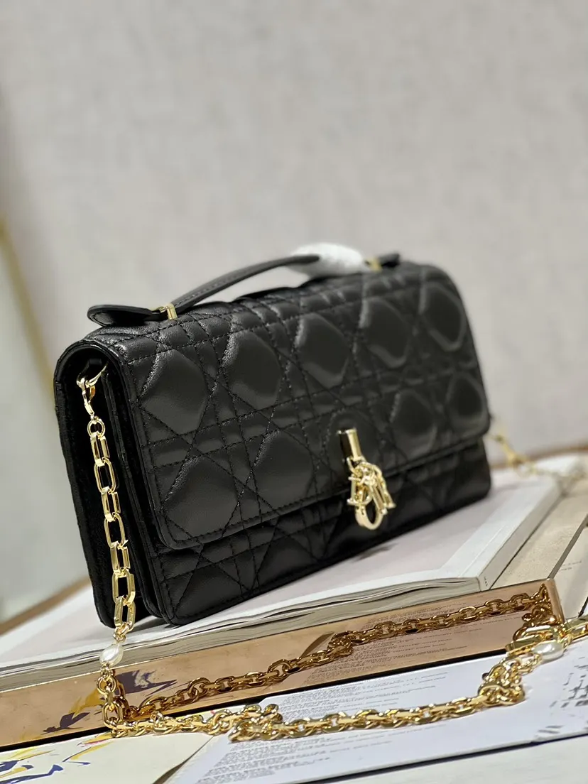 Dior 黑色 金色 羊皮 鏈條包 精致鏈條款
