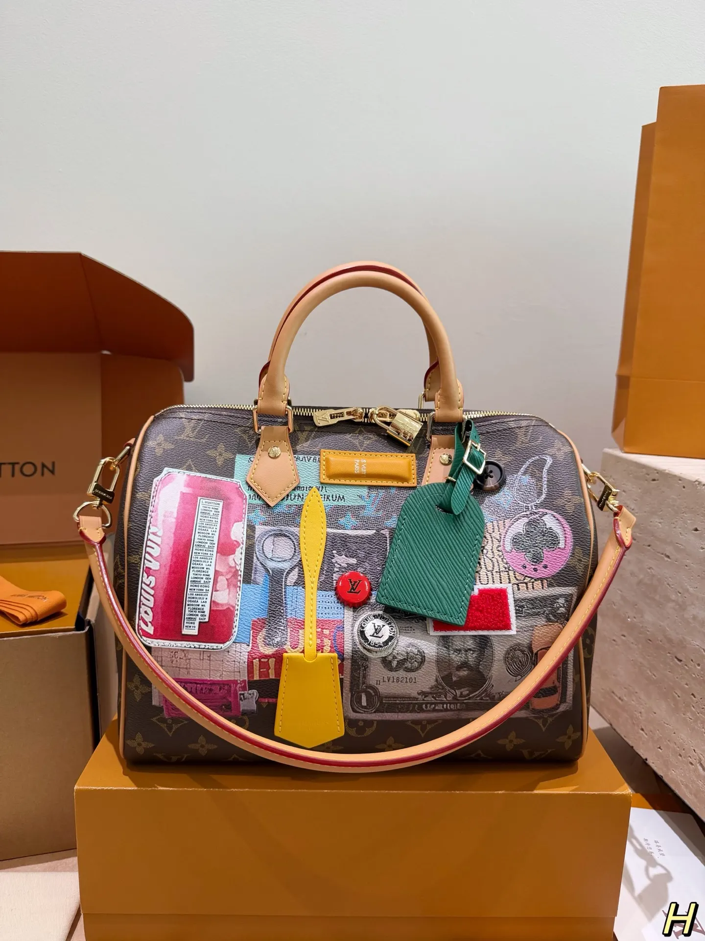 Louis Vuitton Speedy 米色 Monogram 手提包