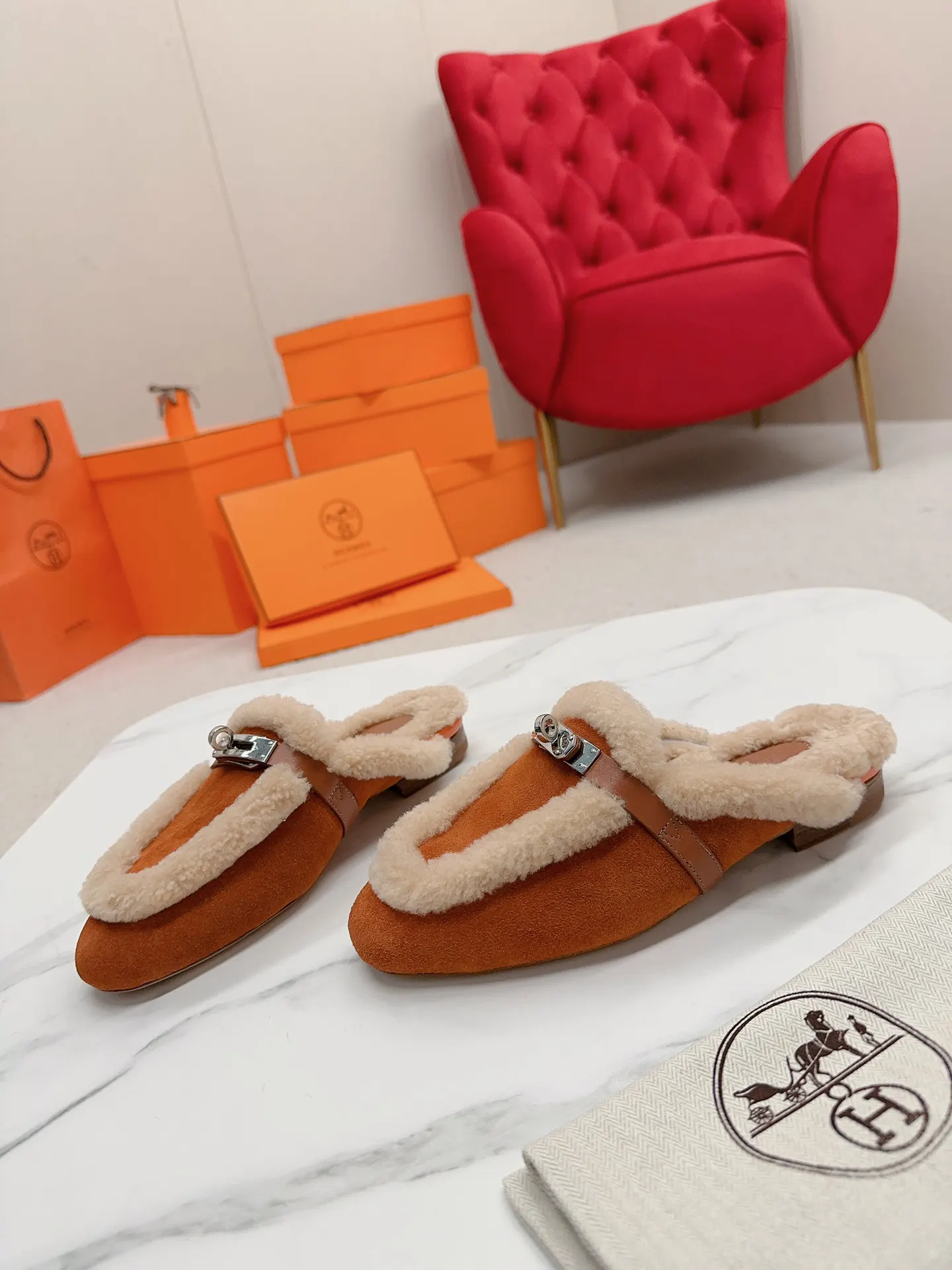 Hermès 小牛皮 拖鞋 舒适