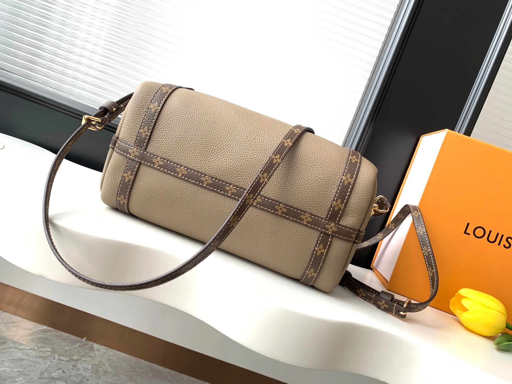 Louis Vuitton Gray Fashion Item Travel Leather