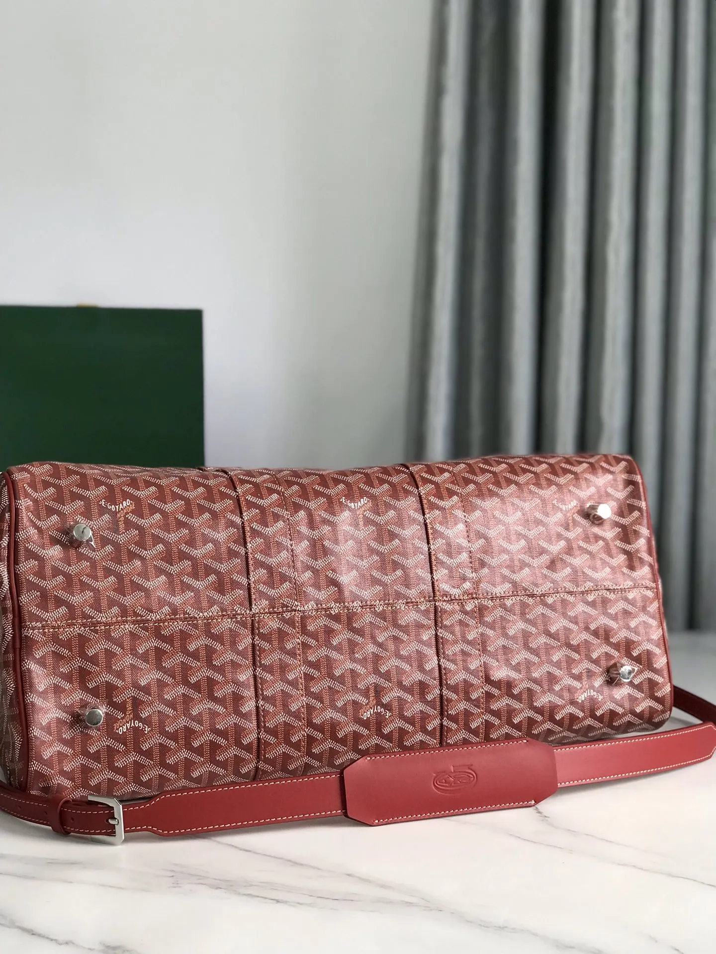 Goyard 深蓝 酒红 小牛皮 旅行包 大容量旅行款