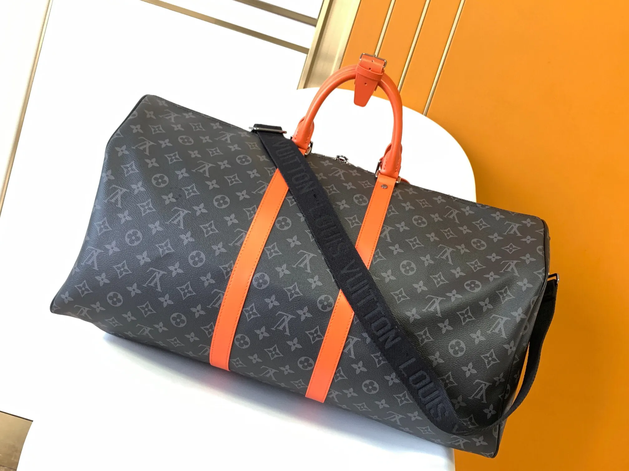 Black Gray Fashion Item Travel Canvas