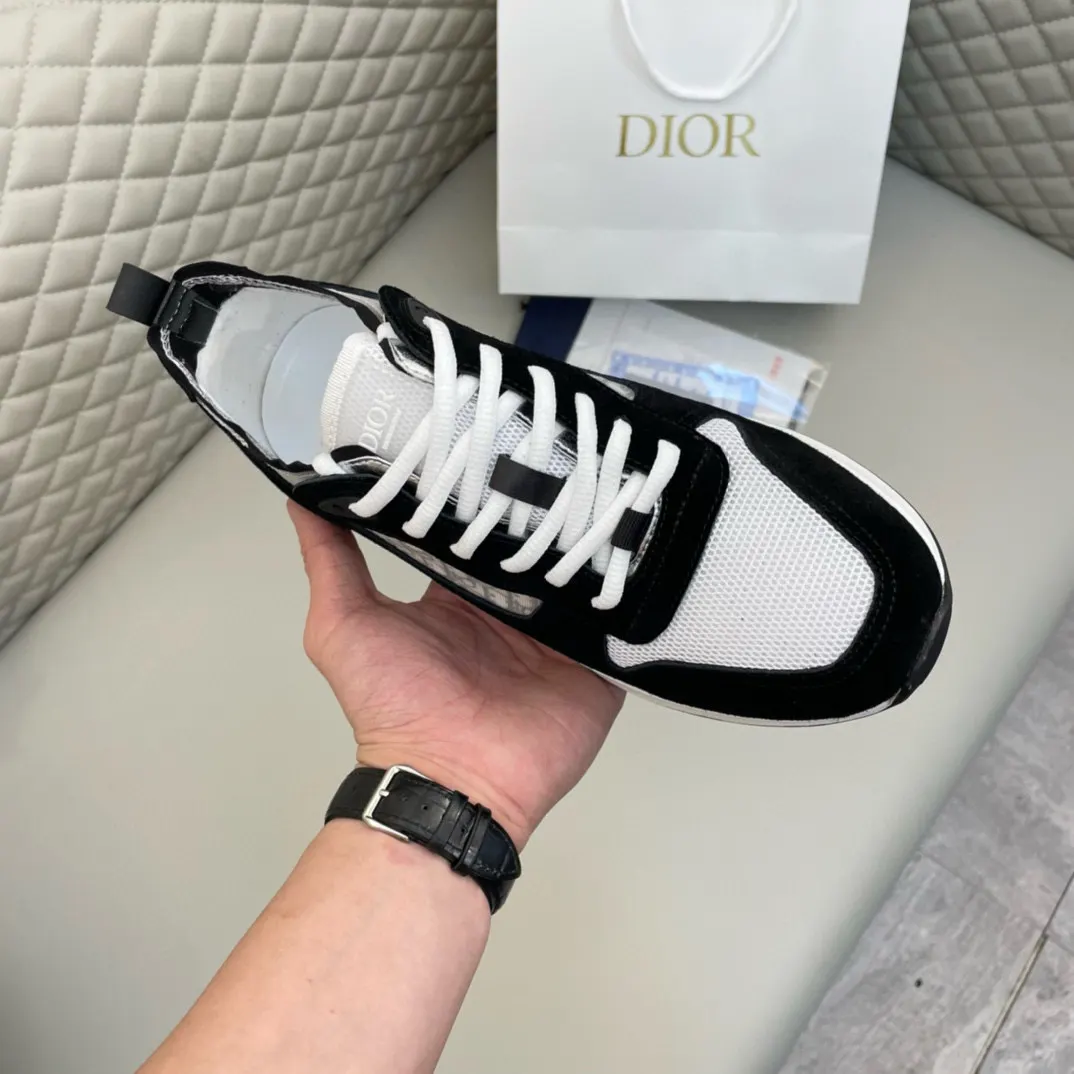 Dior B25 黑白拼色牛皮休闲鞋 低帮款