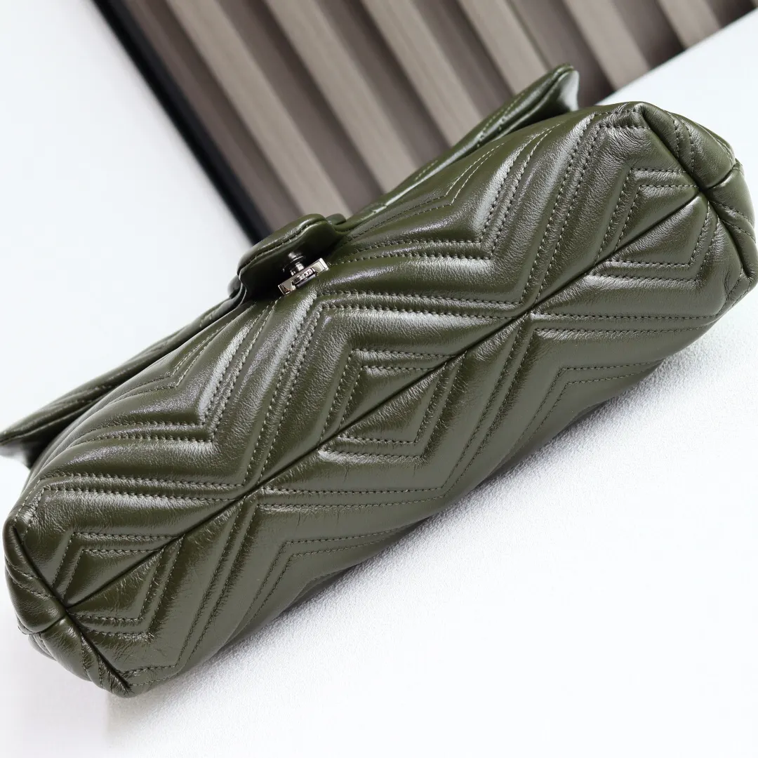 Black Green Chain Bag Leather