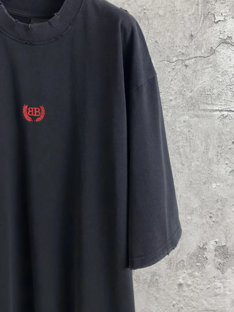 Balenciaga Black Letter Embroidery Short Sleeve T-Shirt Street