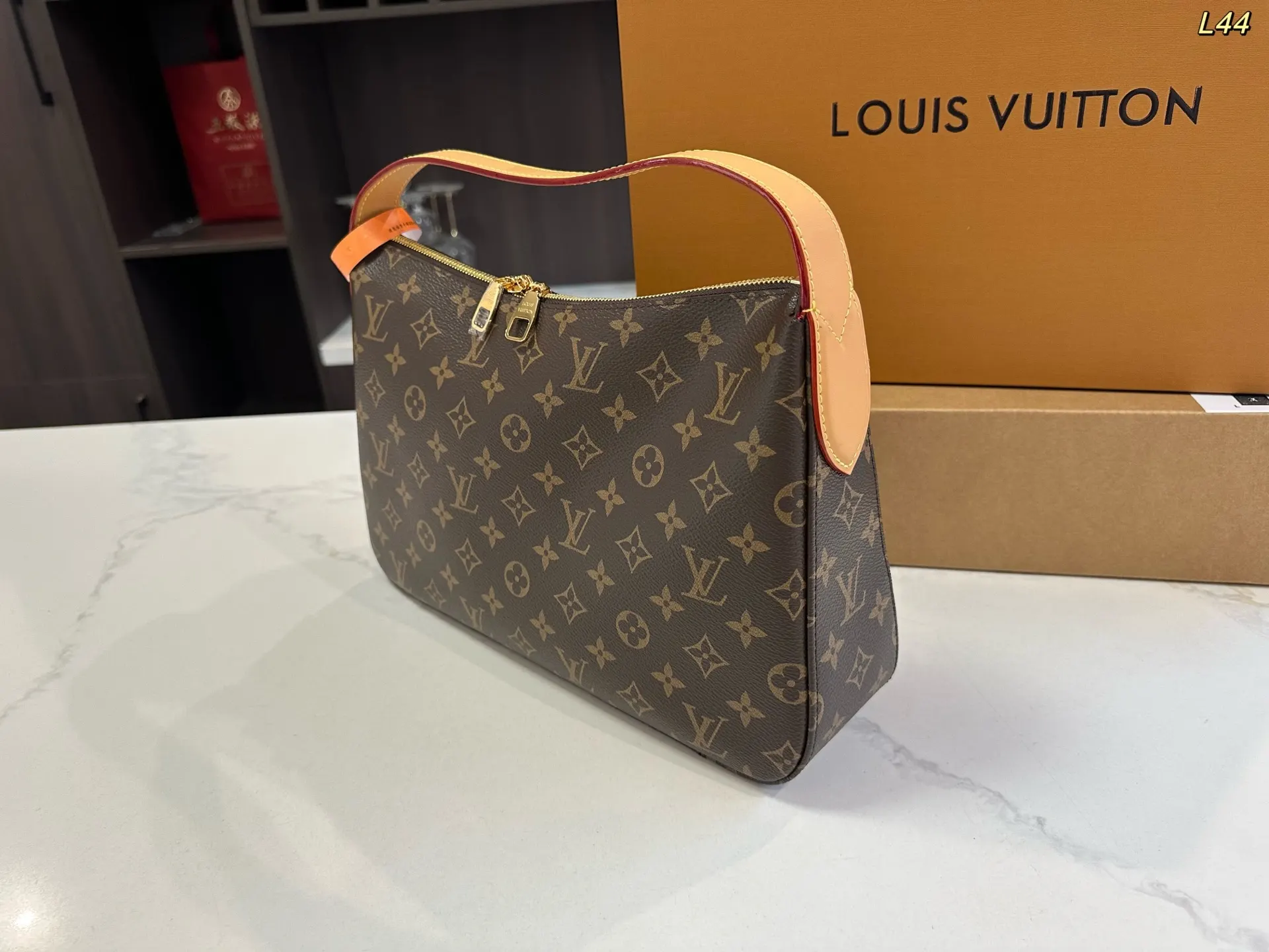 Louis Vuitton Brown Gold Hobo Shoulder Bag Vintage