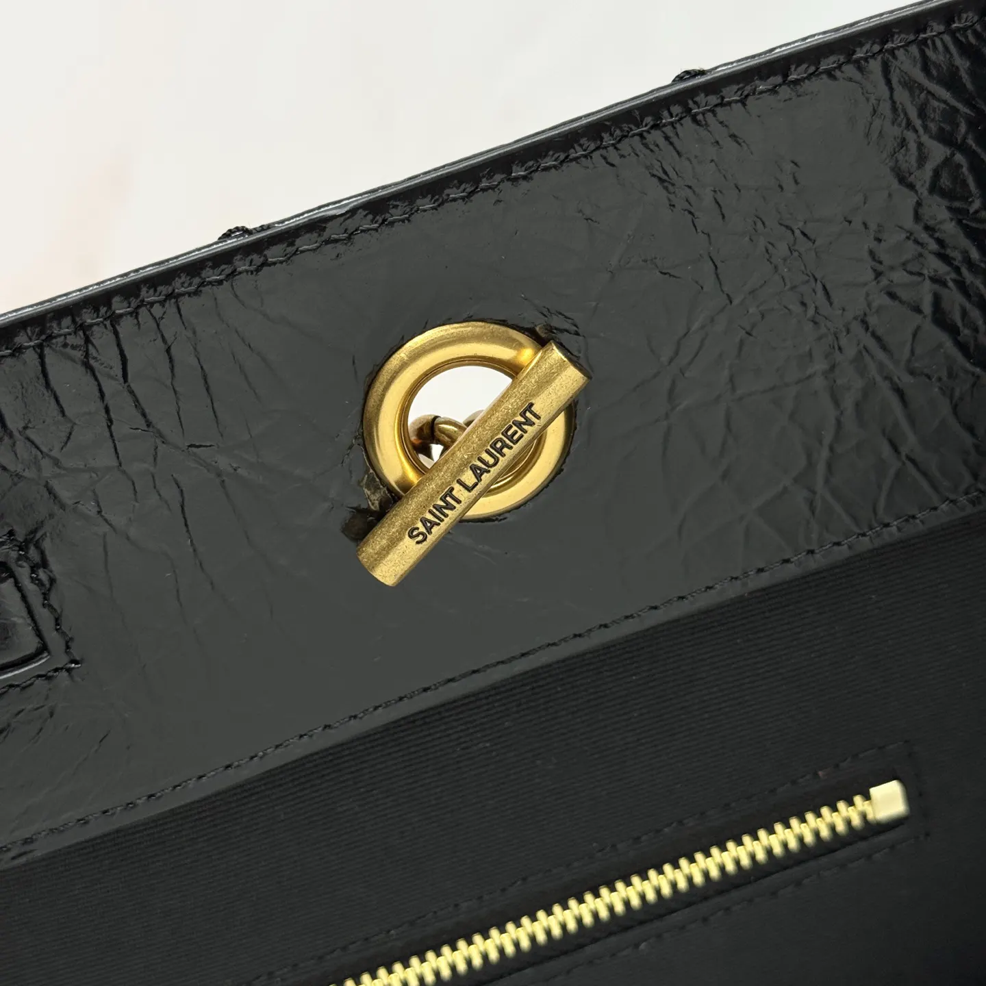 YSL 黑色 金色 牛皮 托特包 大容量托特款